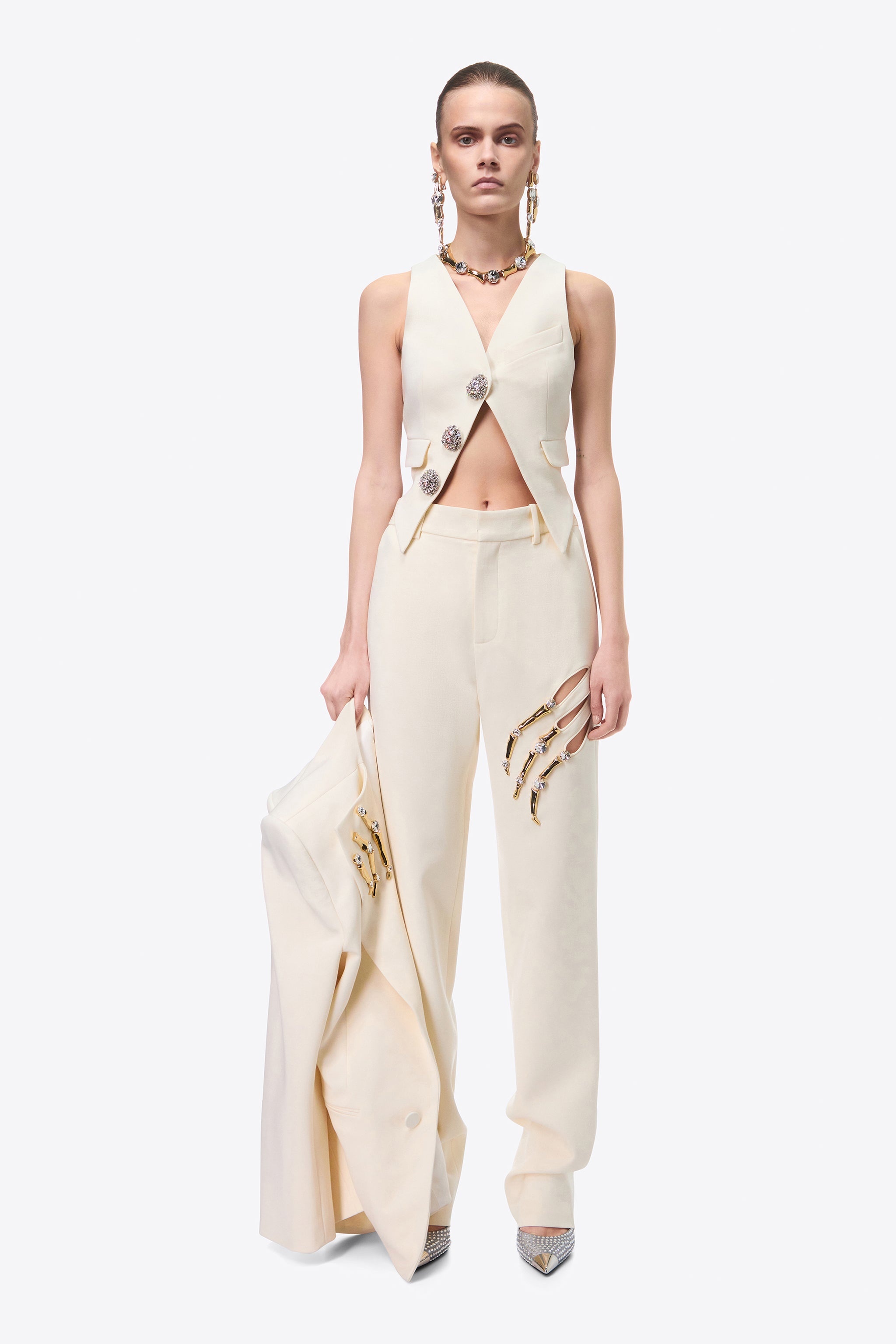 CRYSTAL BUTTON GILET - 4