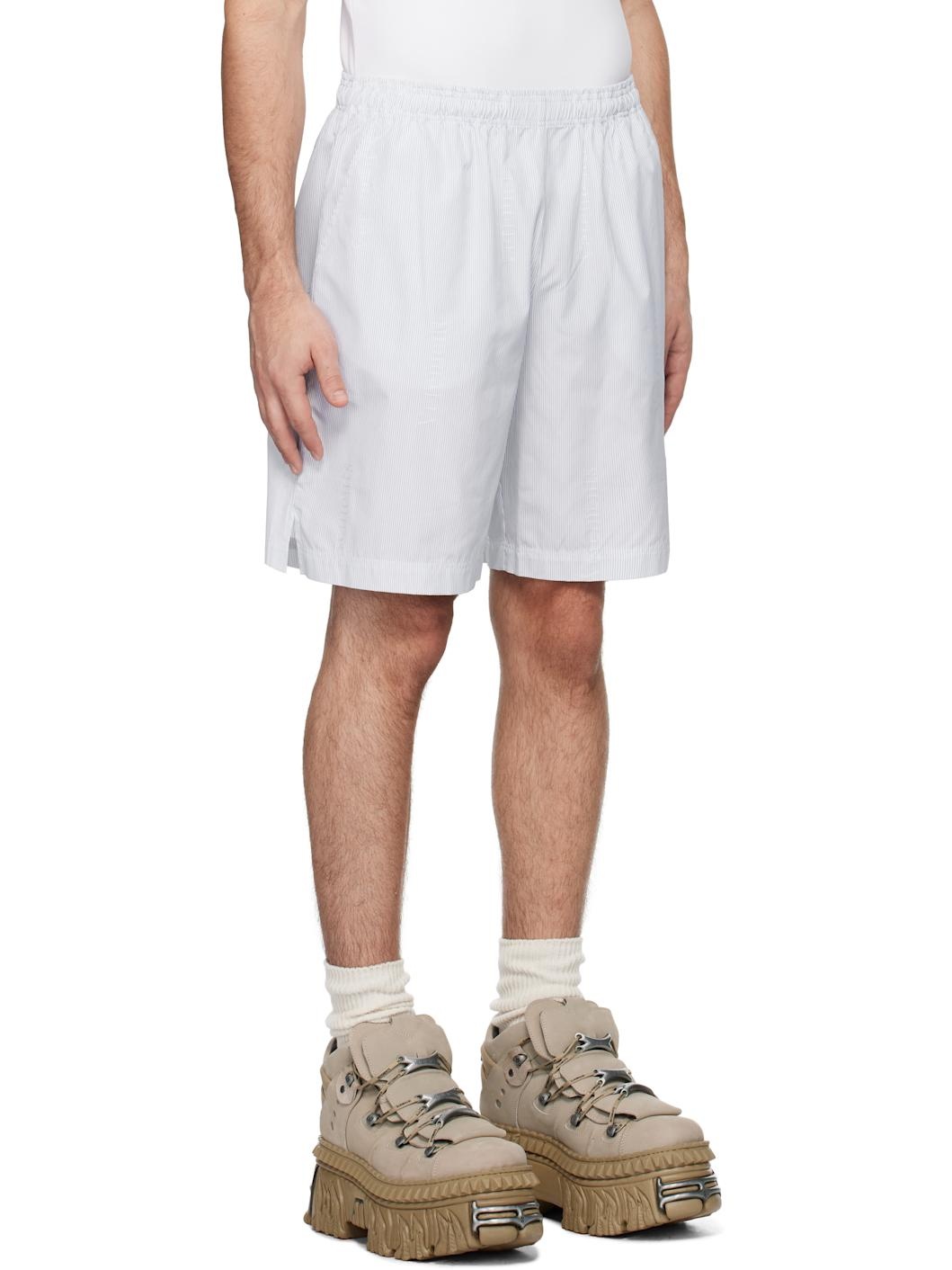 White & Blue Pinstripe Shorts - 2