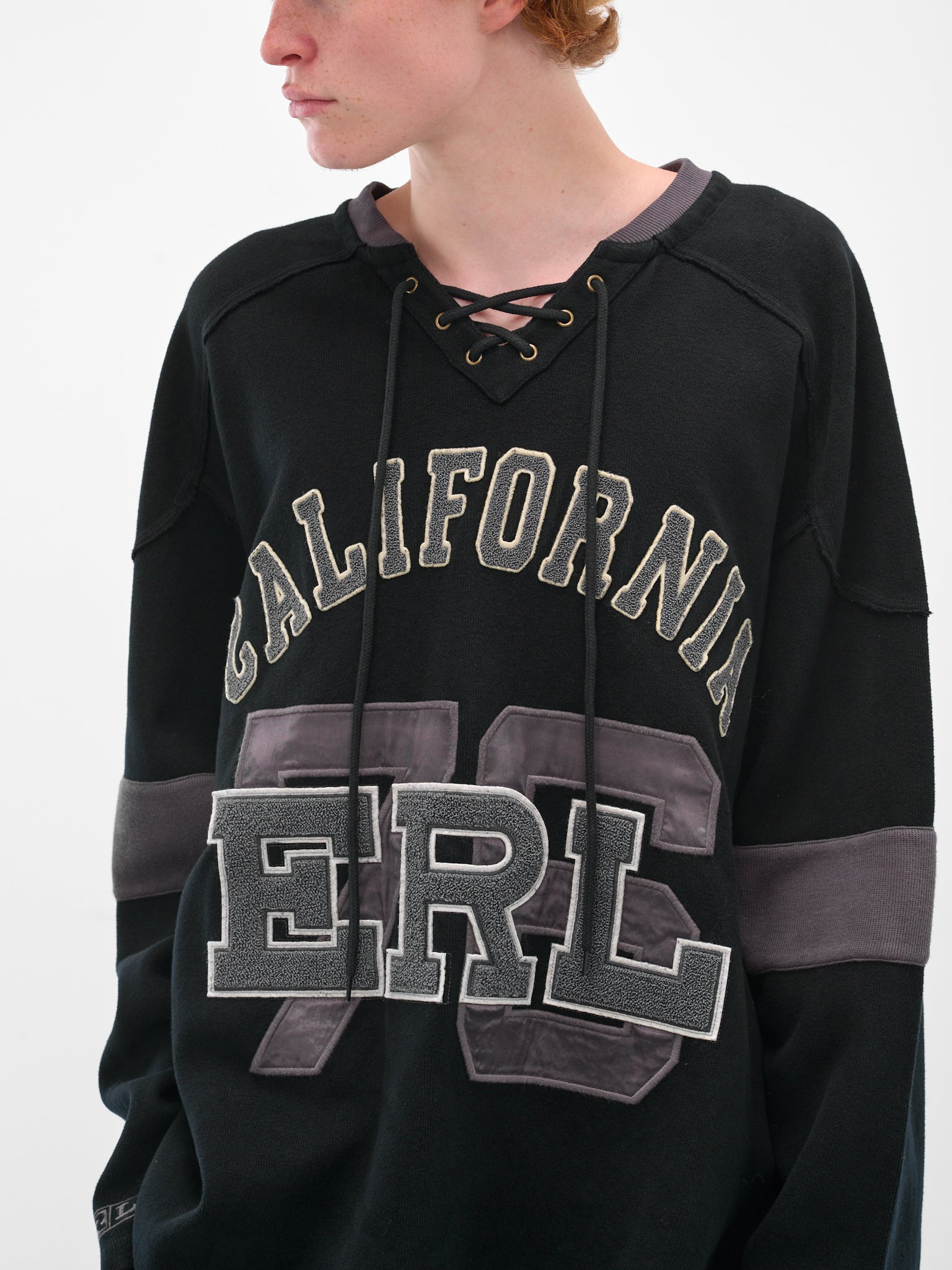 Black Embroidered Hockey Jersey Sweater - 4