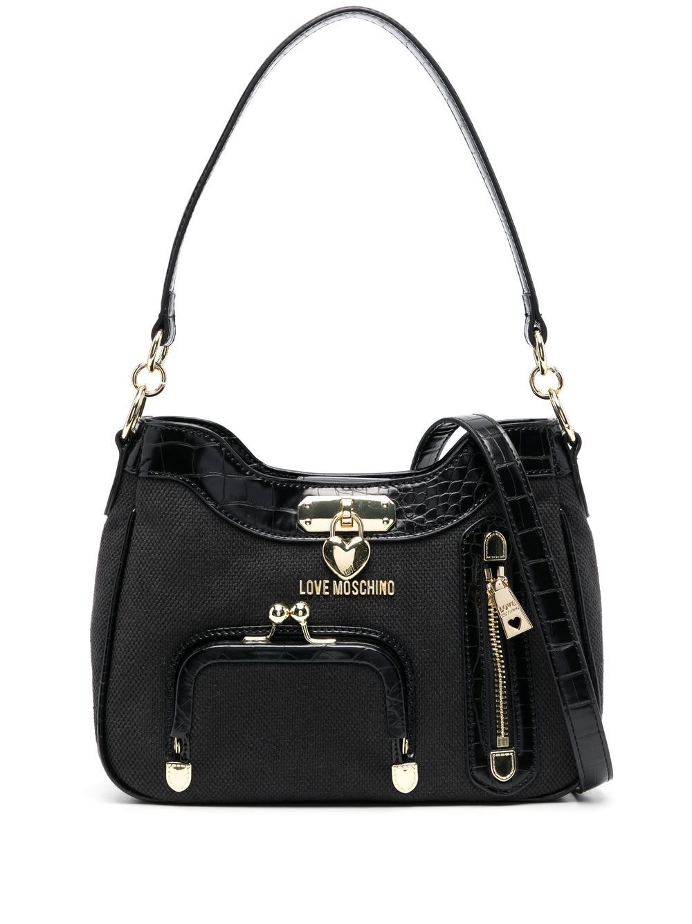 zip-detail logo-plaque shoulder bag - 1