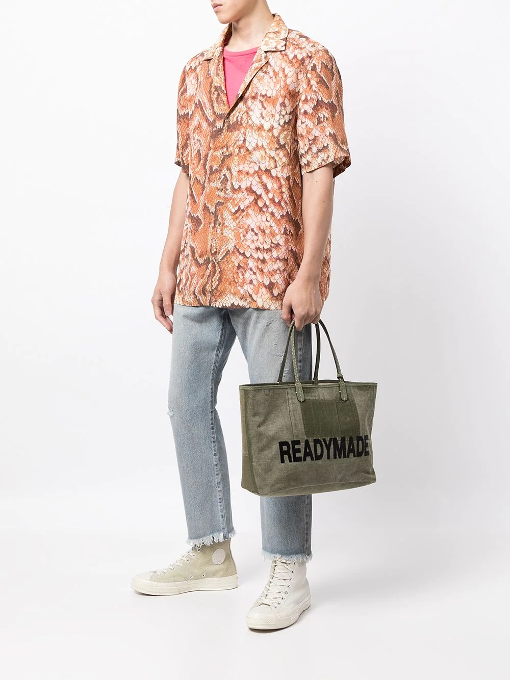 logo-print military canvas tote bag - 2