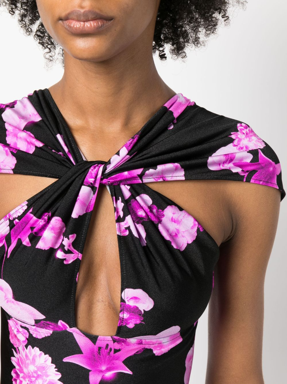 floral-print cut-out body - 5