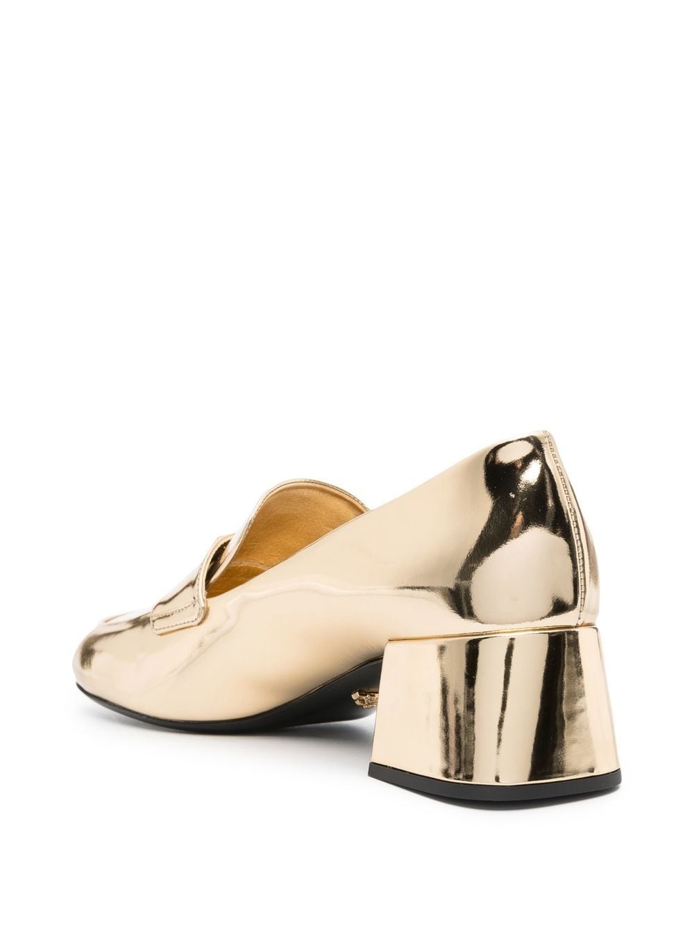 logo-plaque metallic loafers - 3