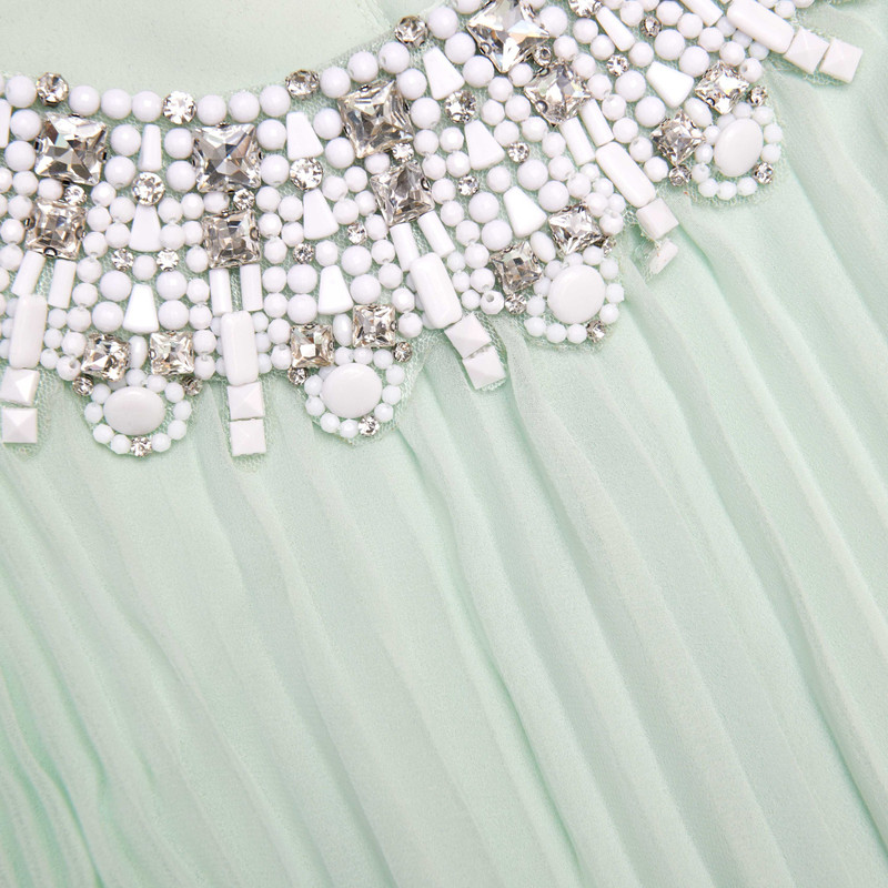 Mint Chiffon Feather Midi Dress 5