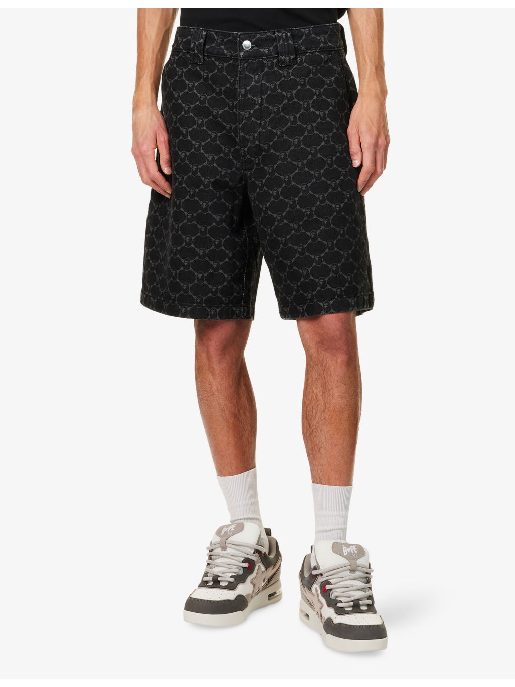 13oz Ape-Monogram Relaxed-Fit Denim Shorts - 3