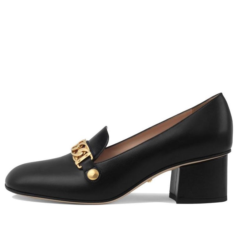 (WMNS) Gucci Sylvie Chain-embellished Leather Mid-Heel Pumps 'Black' 537539-CQXS0-1183 - 1