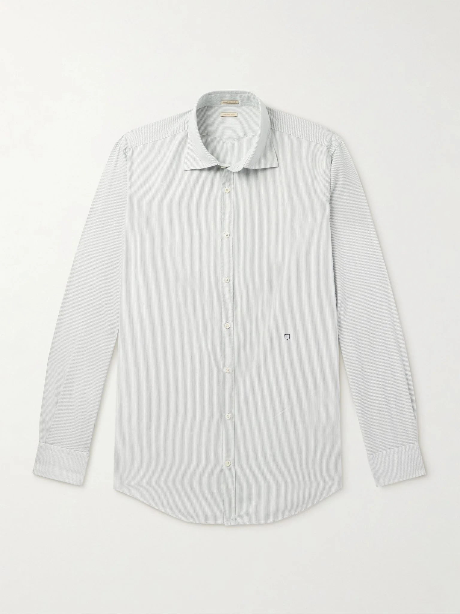 Genova Cut-Away Collar Striped Cotton-Twill Shirt Light blue - 1