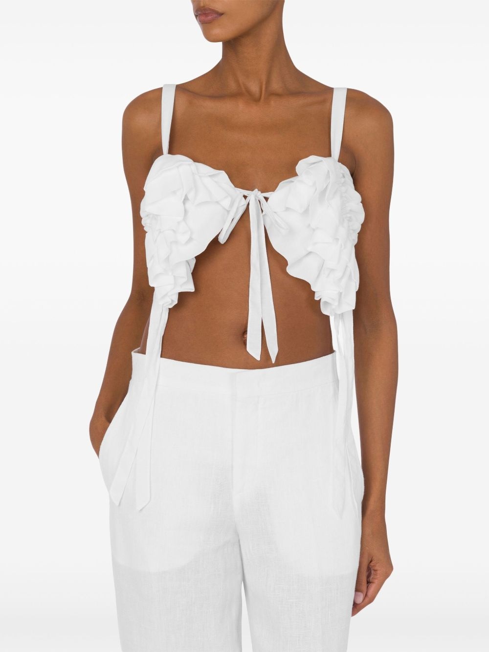 ruffle-detail crop top - 3
