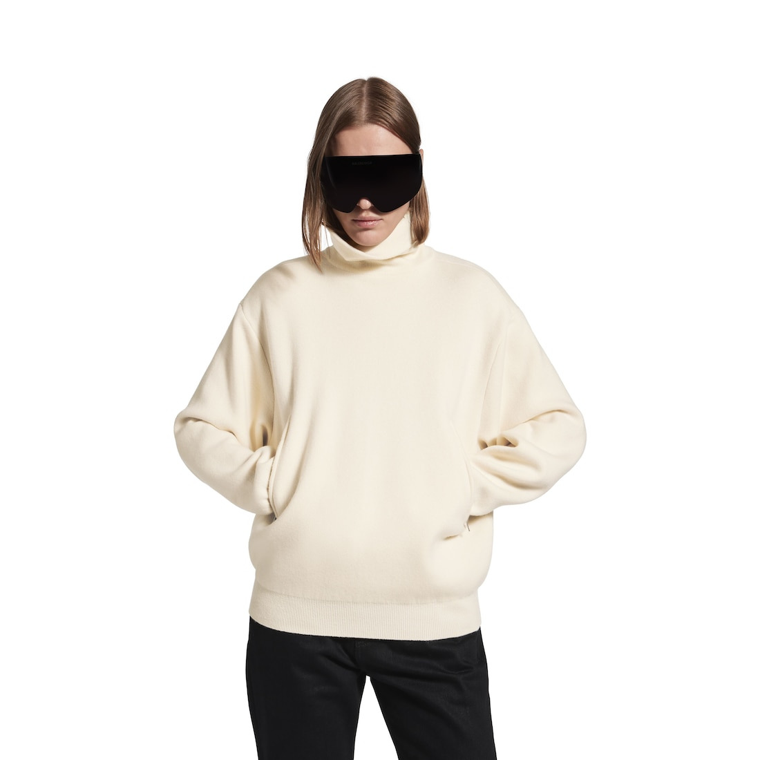 Women's Back-to-front High Neck Sweater in Off White - 5