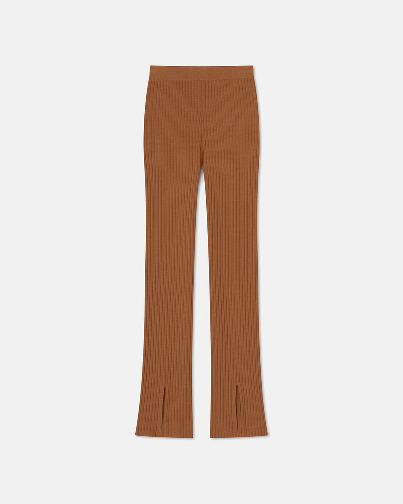 ANNY - Ribbed-knit pants - Chestnut 1