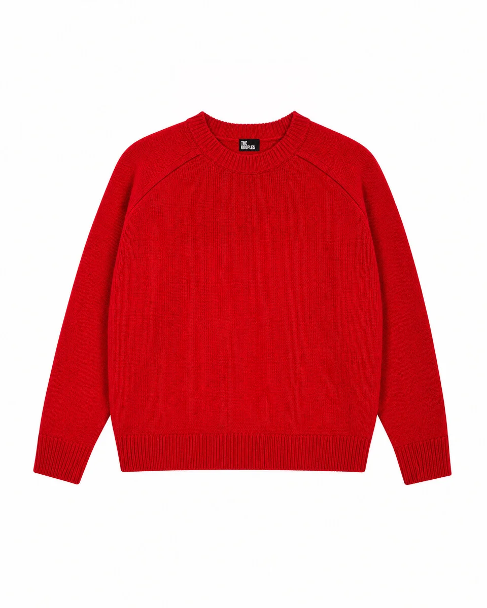 RED MERINO WOOL SWEATER - 1