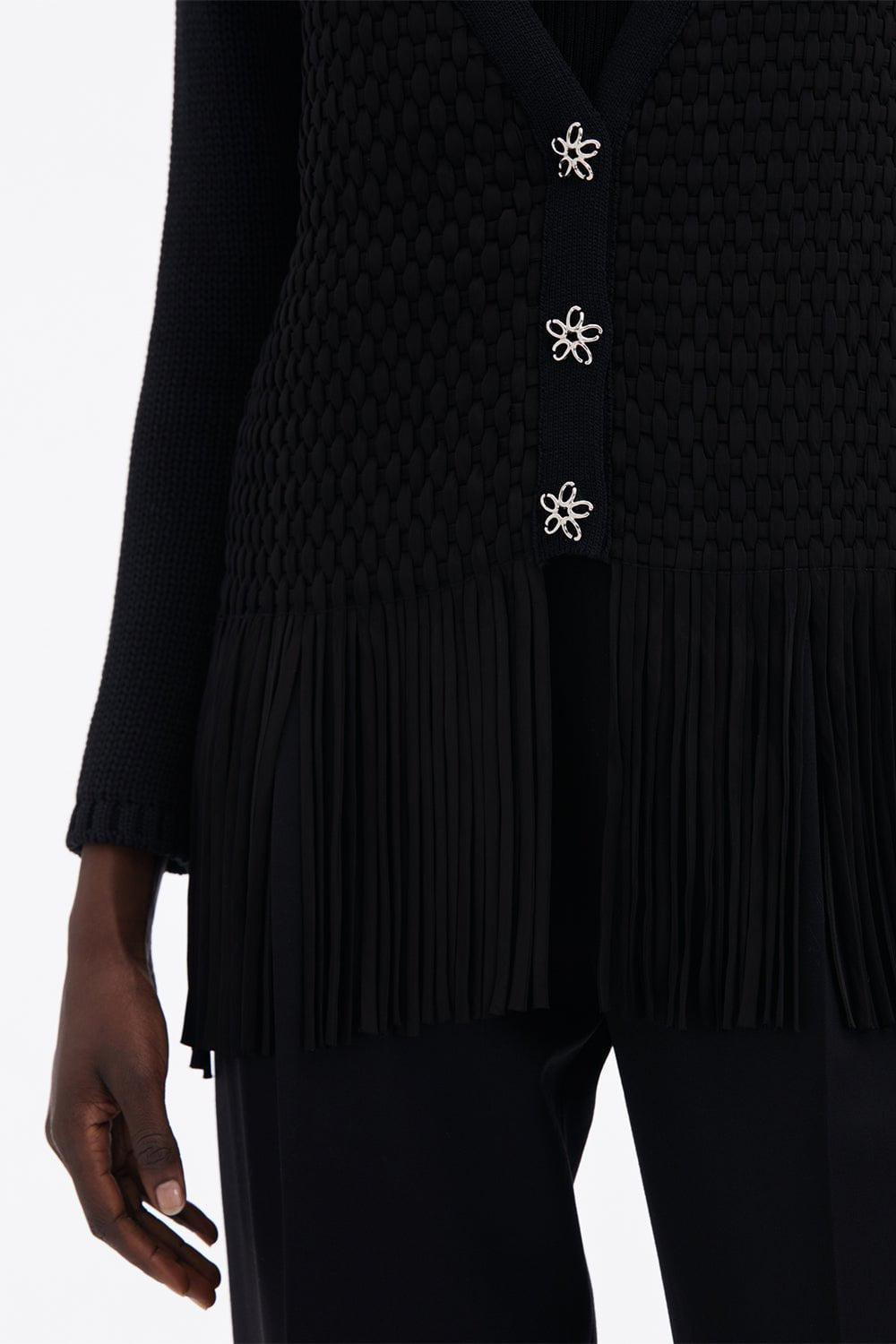 VNeck Lattice Embroidered Cardigan - 5
