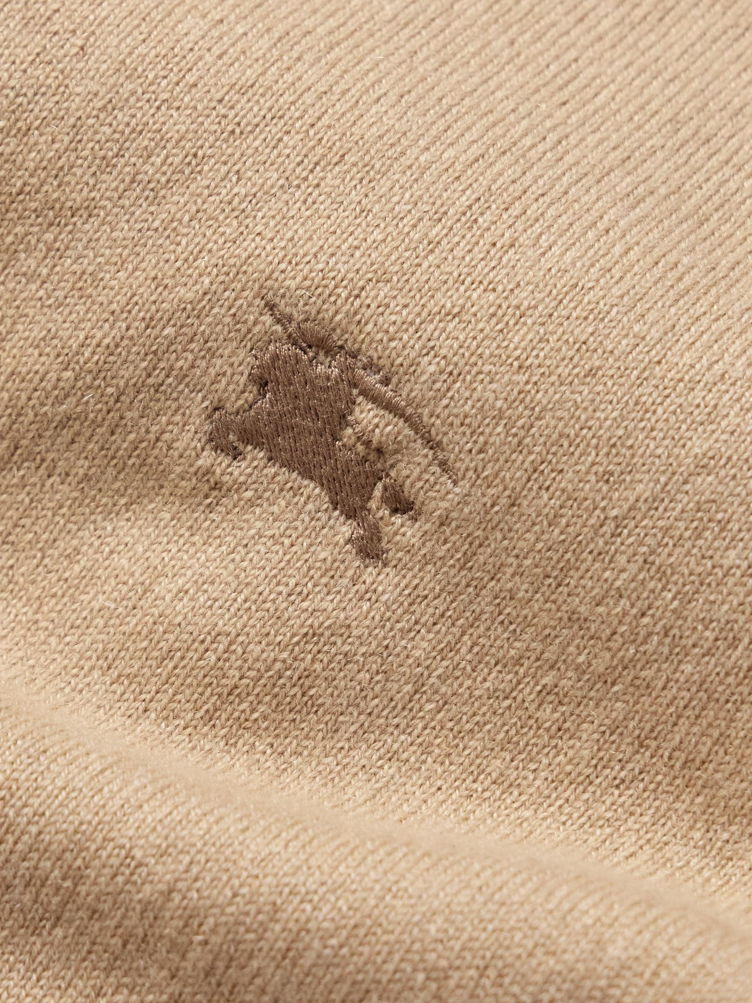 Logo-Embroidered Cashmere Polo Shirt Beige - 6