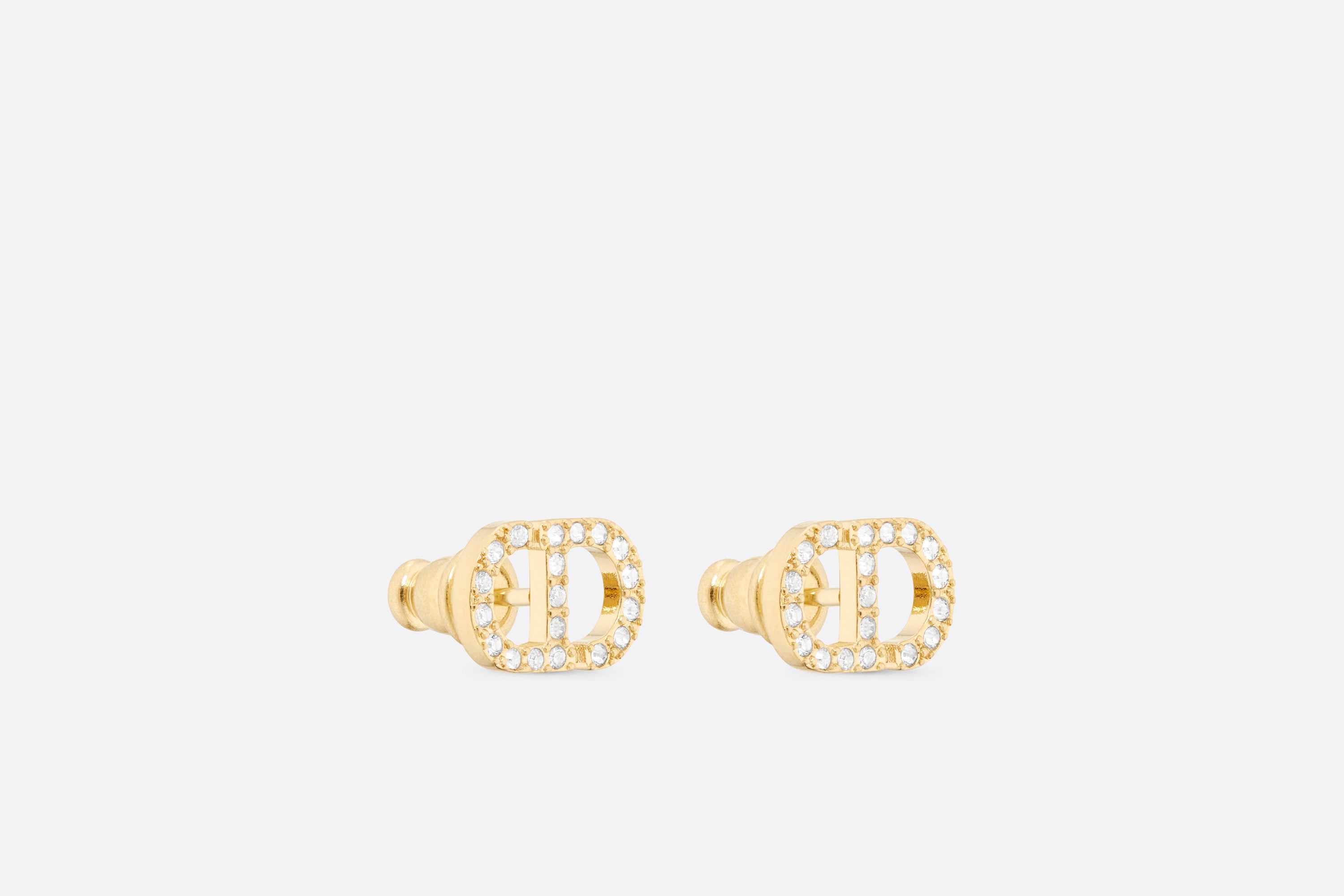 【関税&送料込】Dior Petit Cd Studs Earrings Christian Dior Petit CD Silver Metal Crystal Stud Earrings