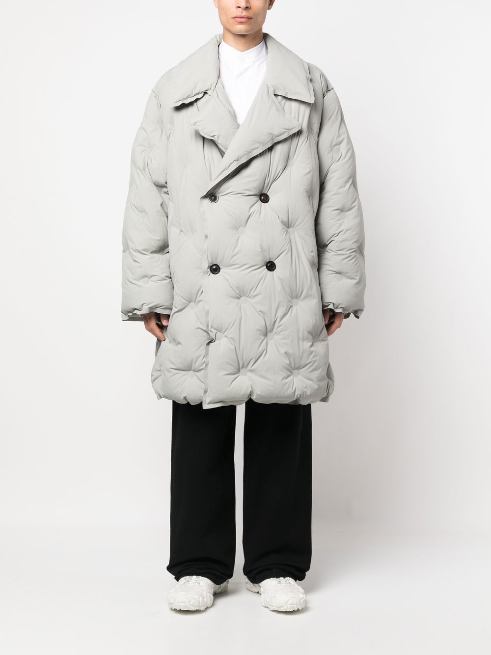 peak lapel padded coat - 2