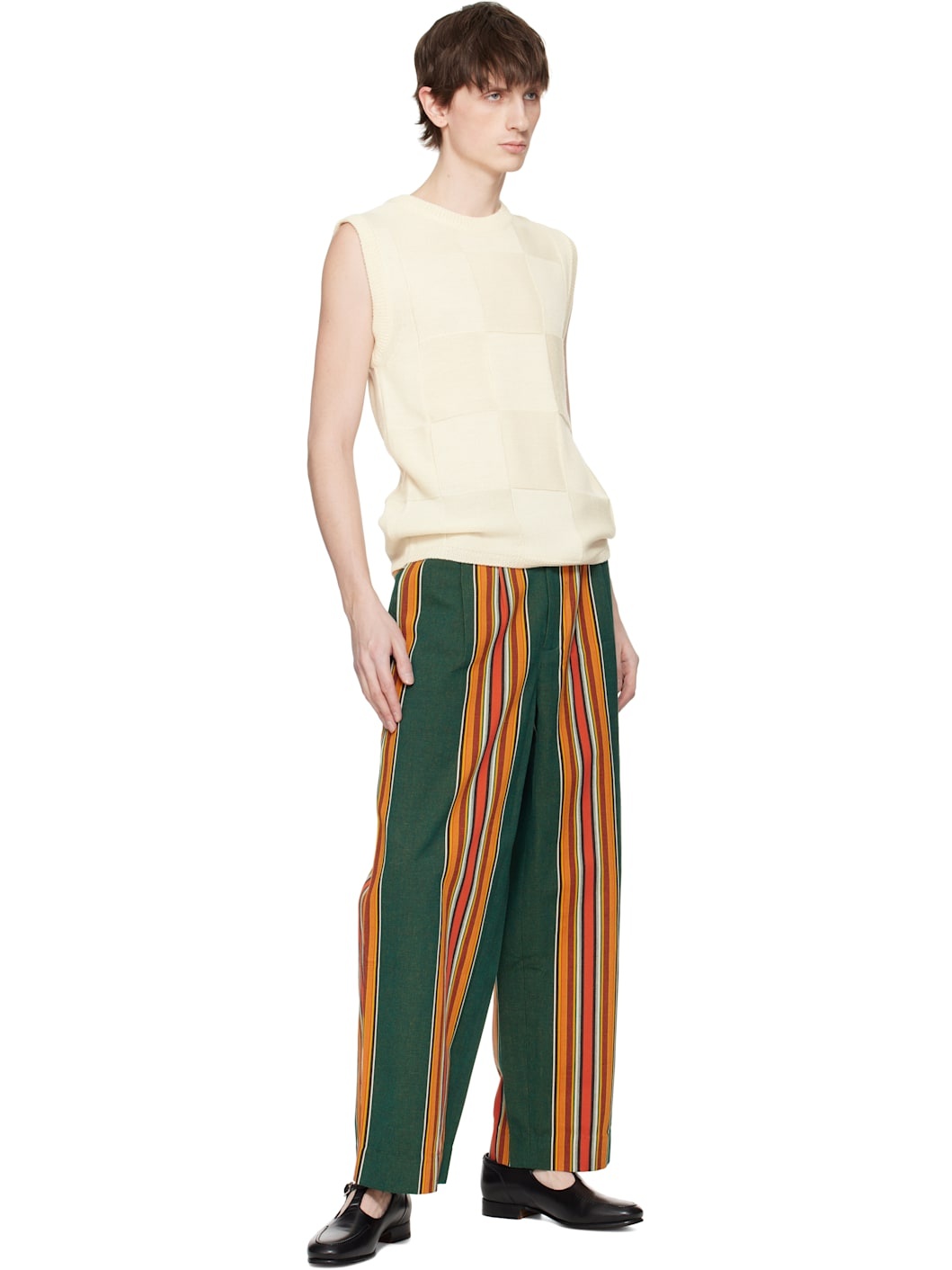 Green & Orange Parakeet Stripe Trousers - 4