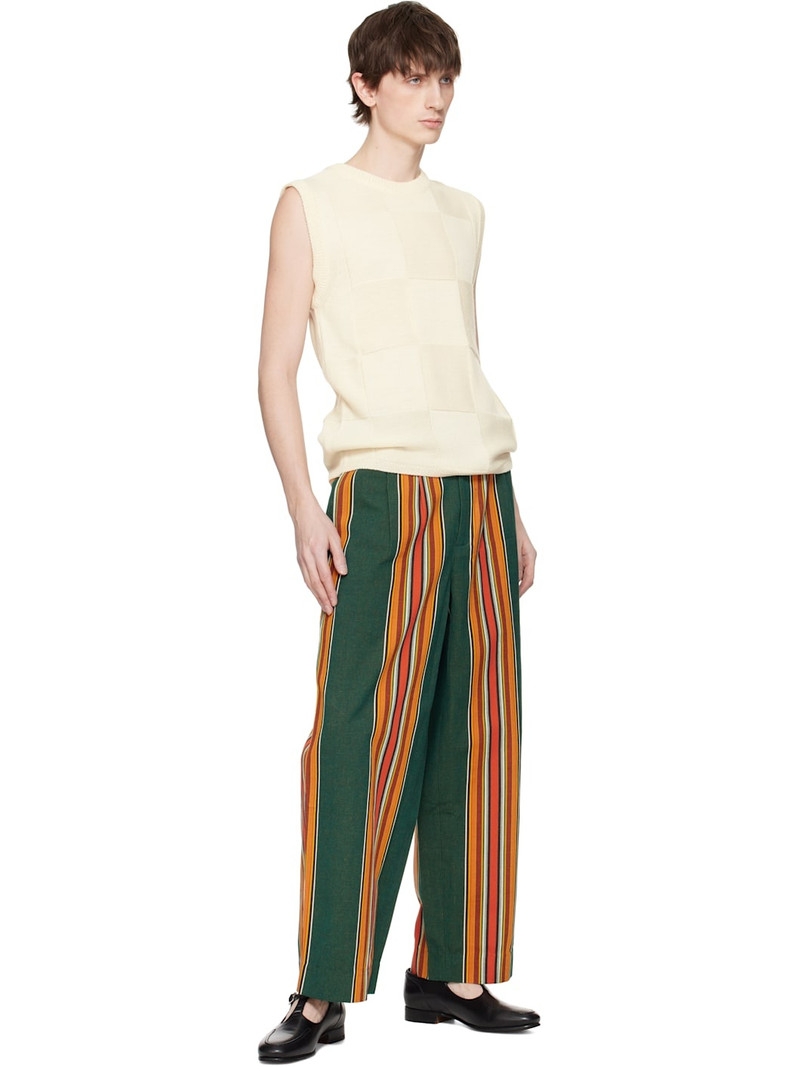 BODE Green & Orange Parakeet Stripe Trousers outlook