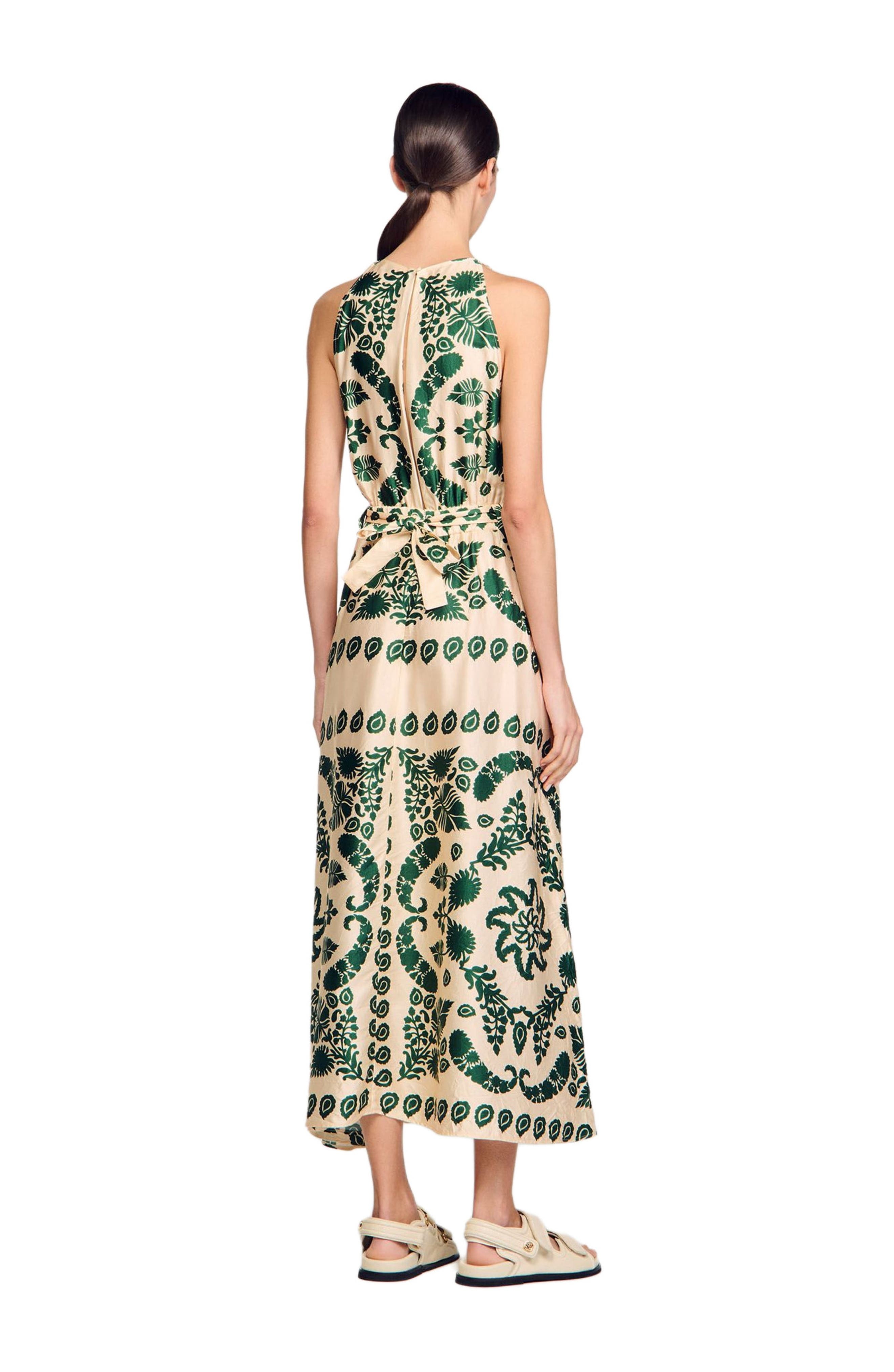 SANDRO Leaf print maxi dress in Ecru /Green at Nordstrom - 2