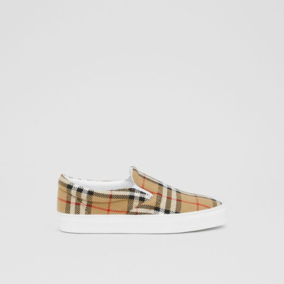 Burberry Bio-based Sole Latticed Cotton Slip-on Sneakers outlook