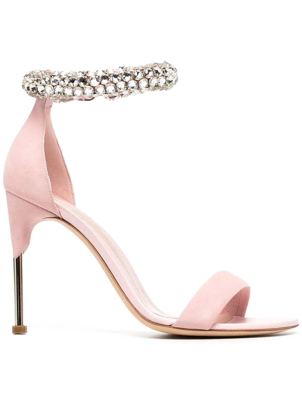 crystal-embellished ankle strap sandals - 1