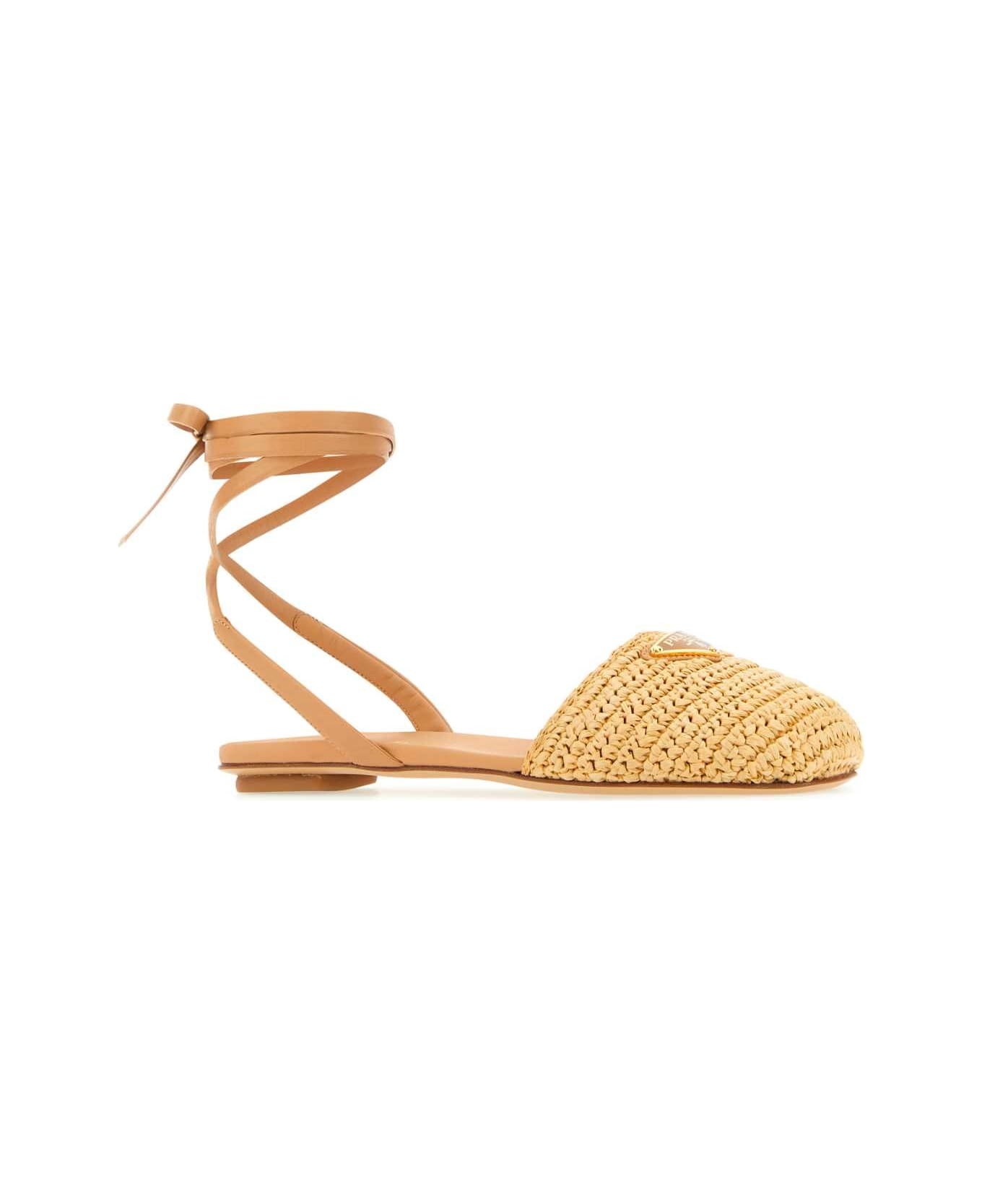 Beige Raffia Sandals - 2