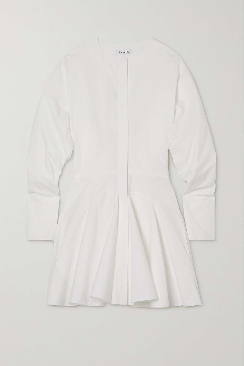 Ruffled tiered cotton-poplin mini shirt dress - 1