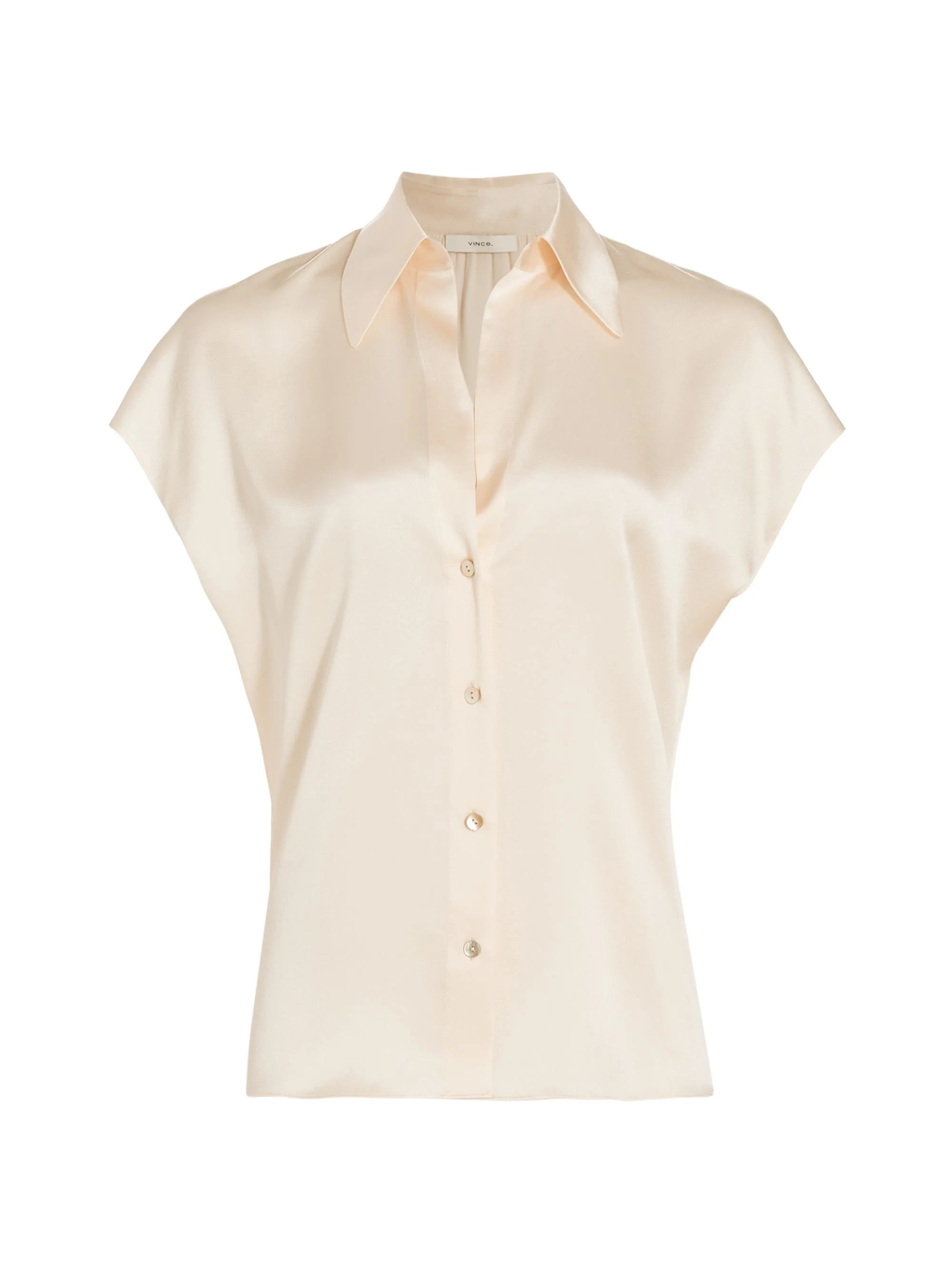 Women's Cap-Sleeve Silk Blouse - Chiffon - 1