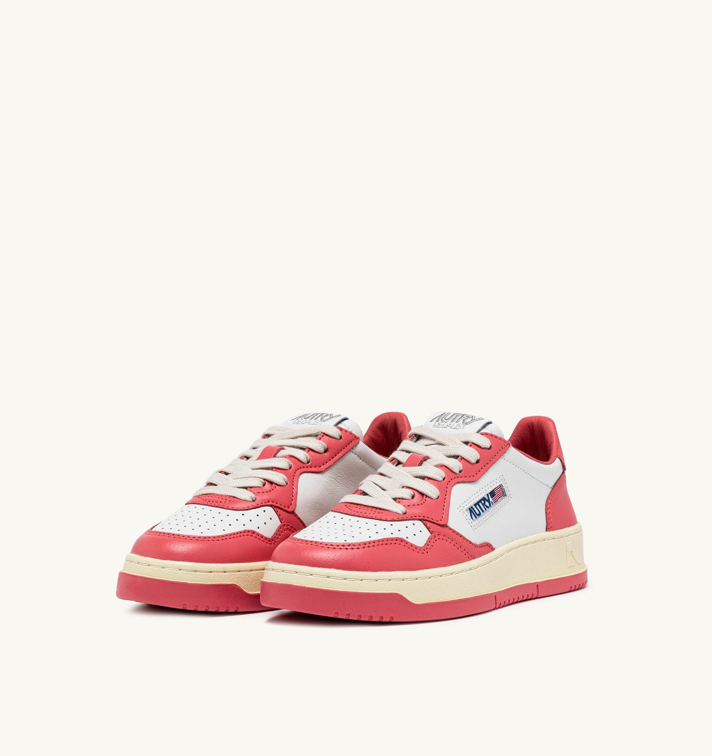 MEDALIST LOW BICOLOR SNEAKERS IN WHITE AND TEAROSE LEATHER - 3