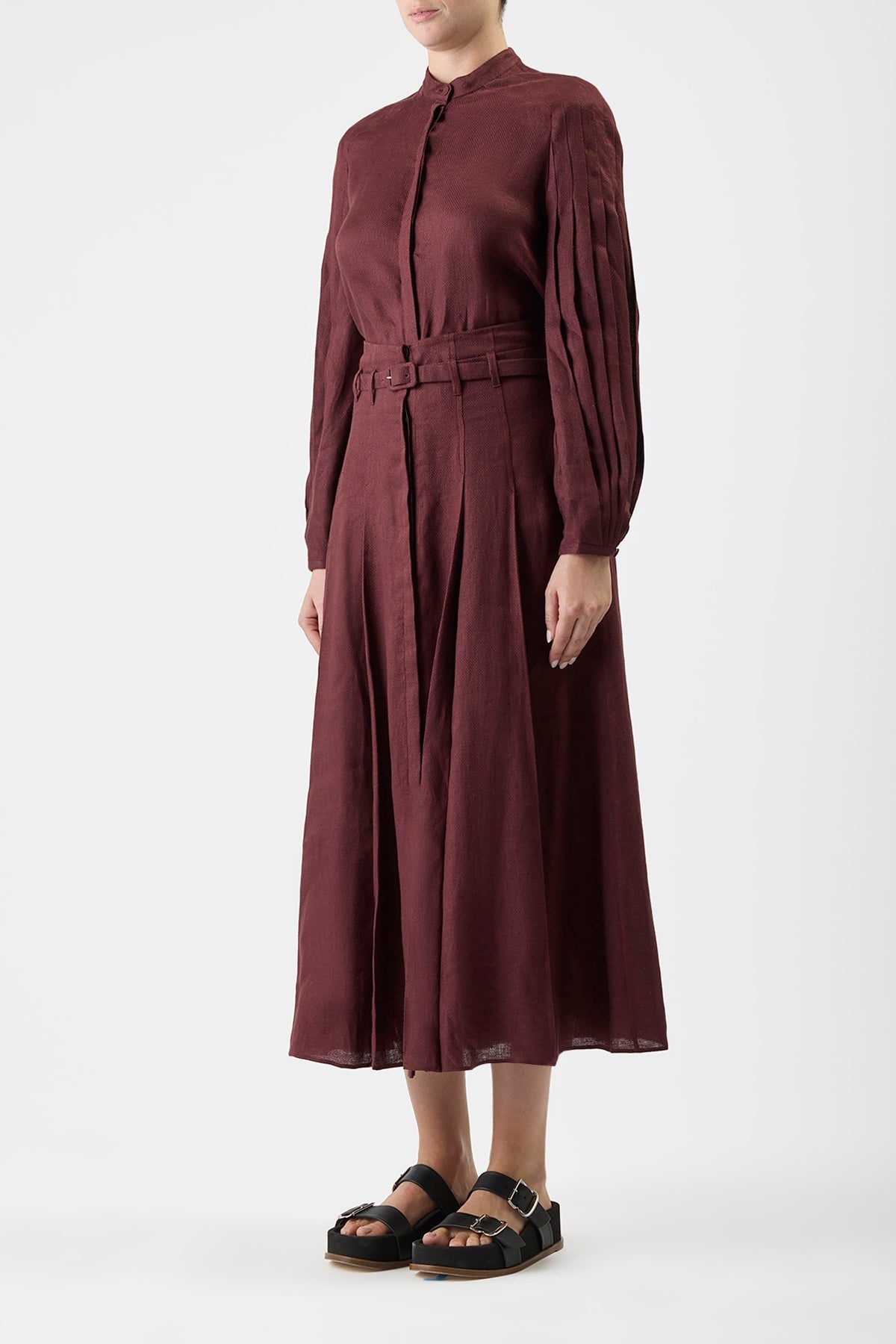 Laetitia Blouse in Deep Bordeaux Linen - 3