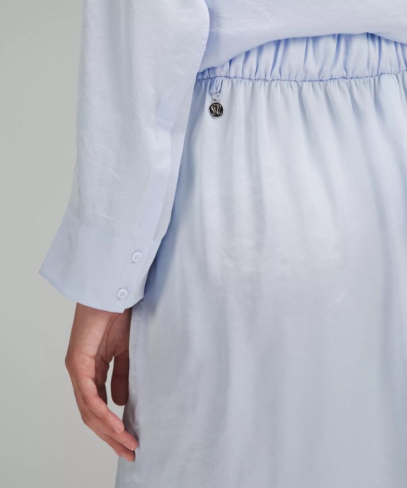Logo Charm Satin Waist-Tie Midi Skirt 5