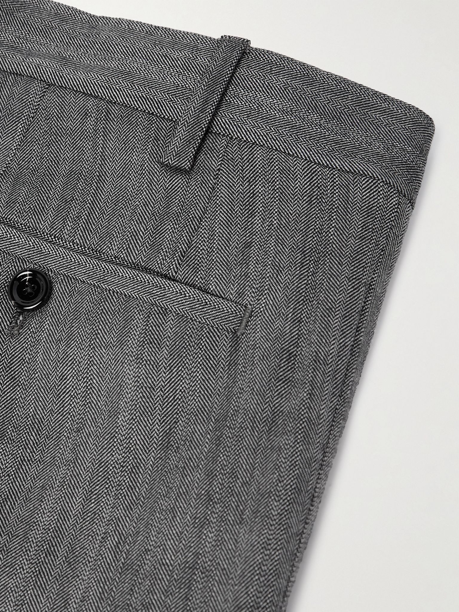 Straight-Leg Herringbone Virgin Wool-Blend Trousers Gray - 5