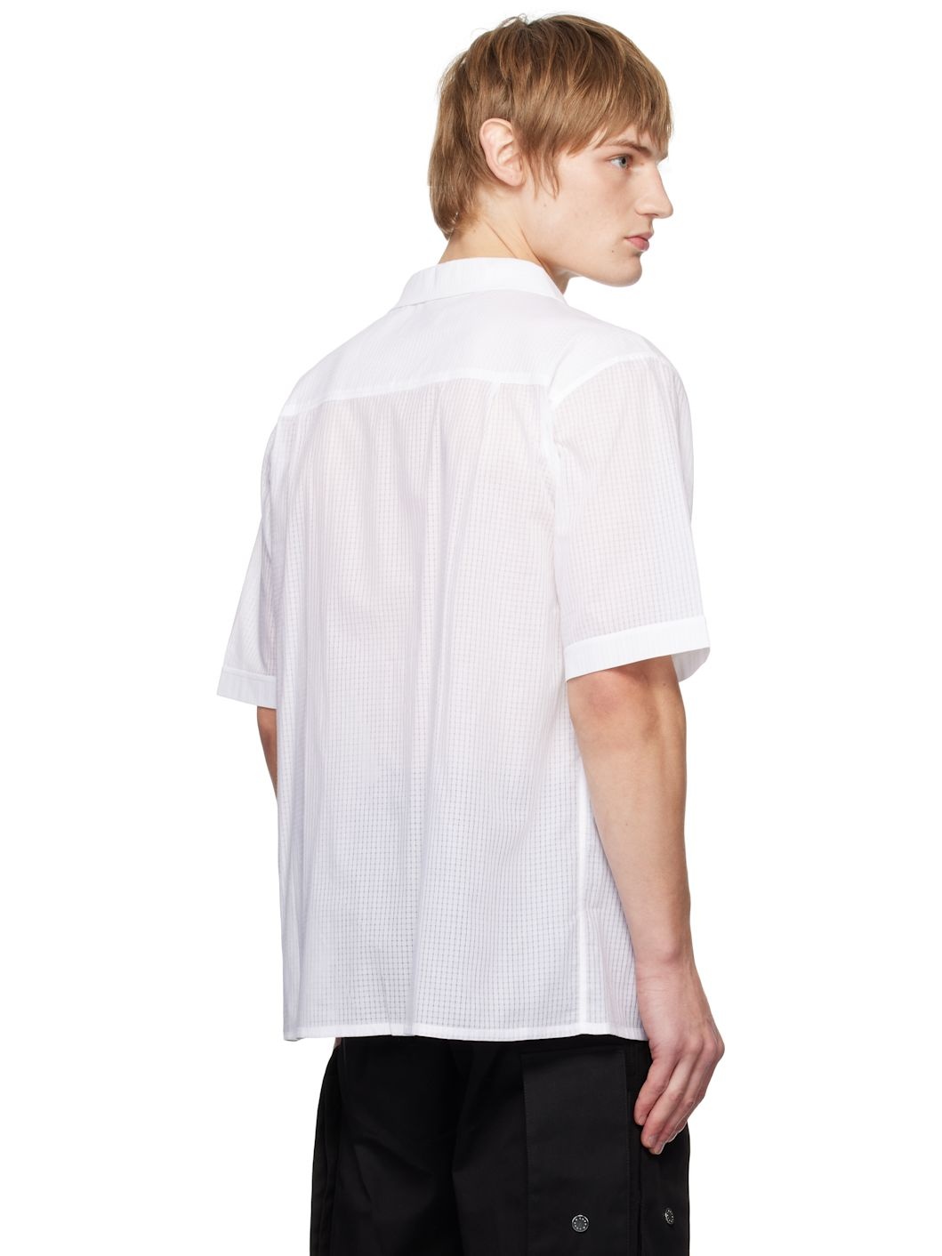 White Short Sleeve Bowling Shirt - 3