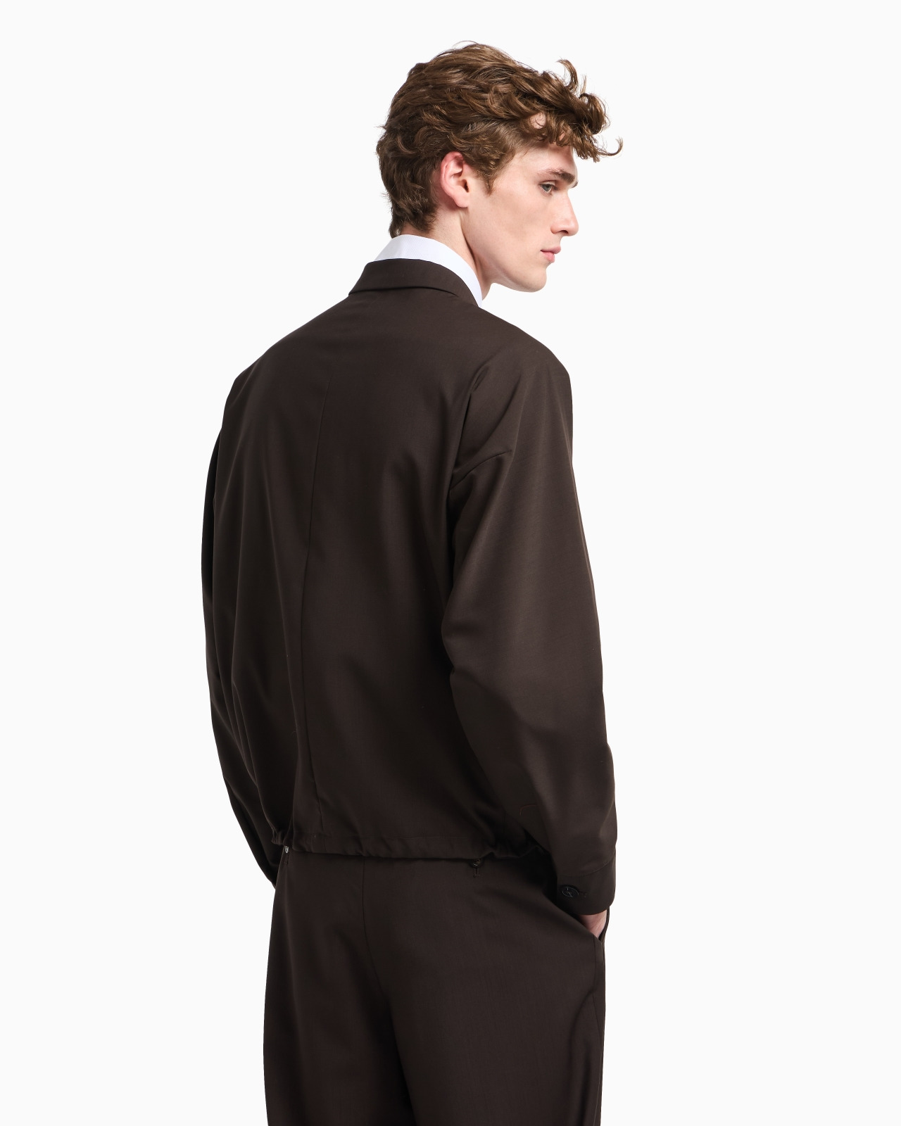 SHIRT JACKET WITH ZIP IN TROPICAL LIGHT WOOL CANVAS - 3