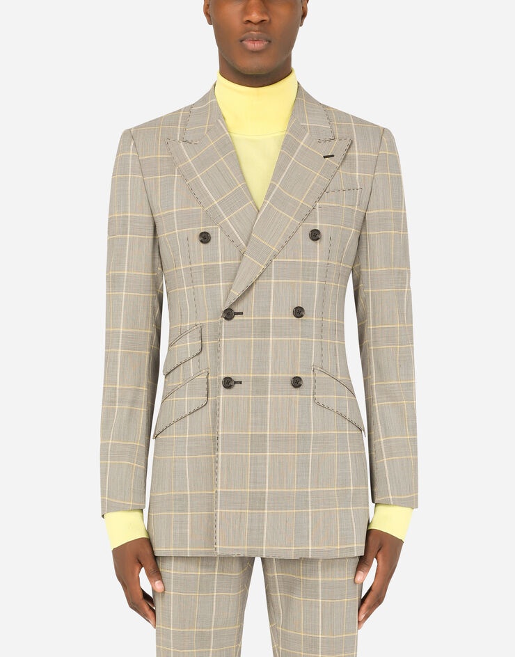 Double-breasted glen plaid wool Beat-fit suit - 4