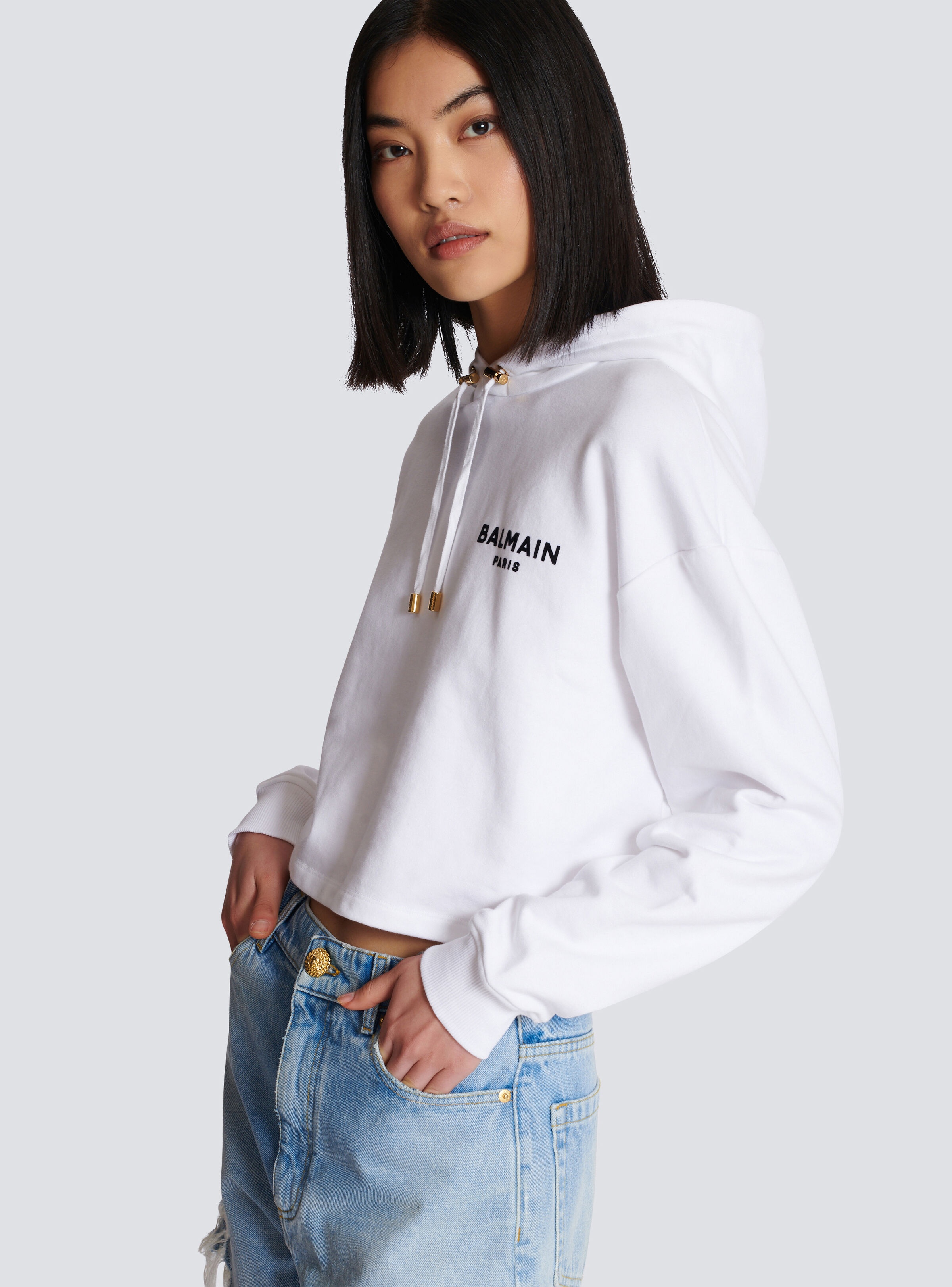 Flocked Balmain Paris hoodie - 6