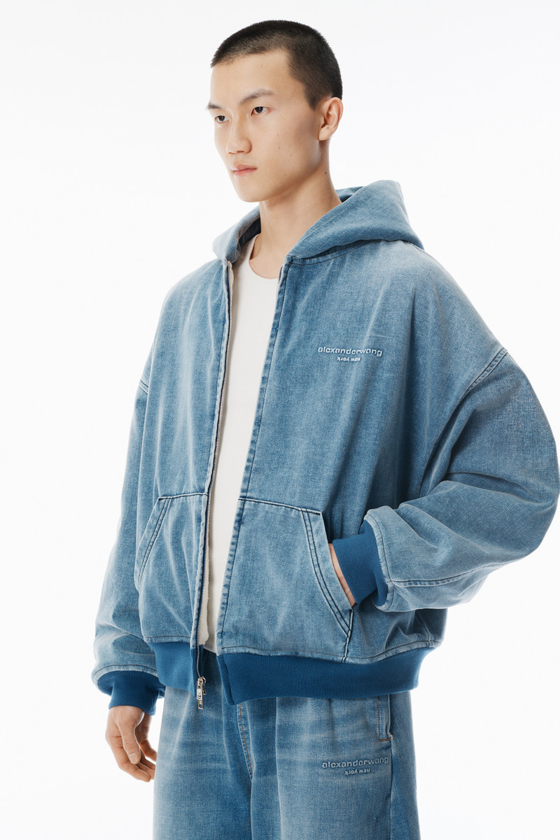 Light Blue Brushed Denim Oversized Hoodie 3