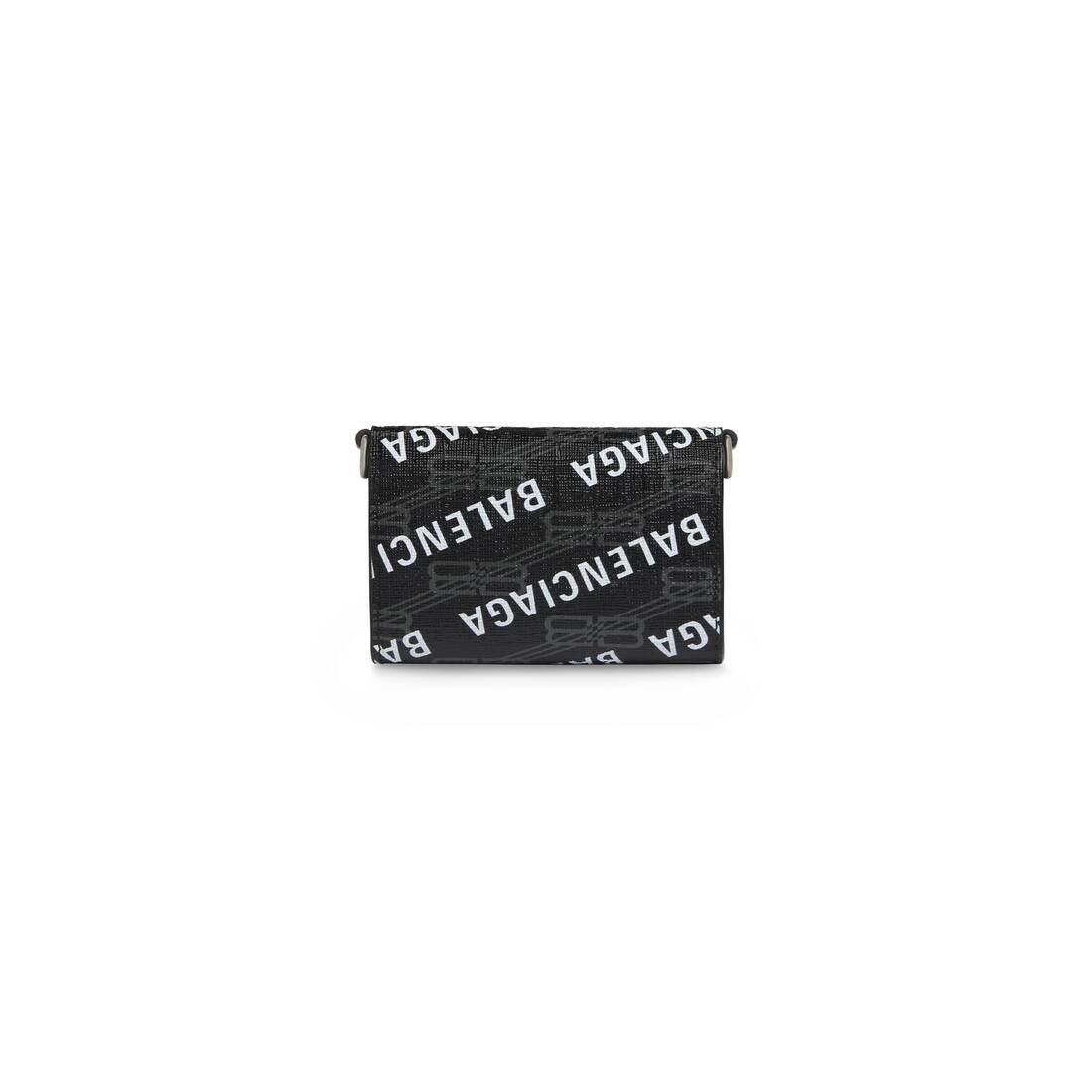Women's Signature Mini Wallet On Chain Bb Monogram Coated Canvas And Allover Logo in Black - 3