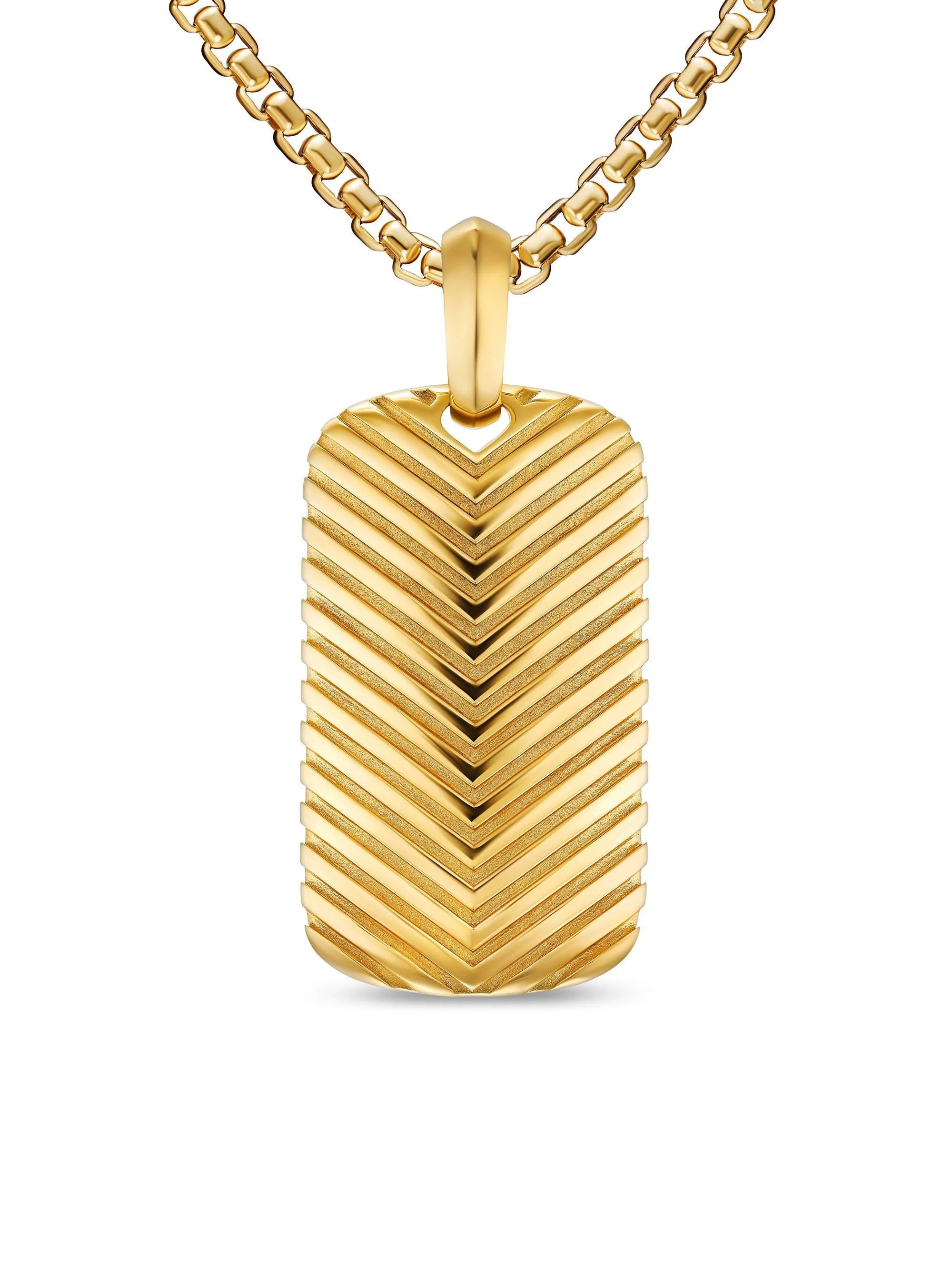 Men's Chevron Tag in 18K Yellow Gold, 34MM - Gold - 1