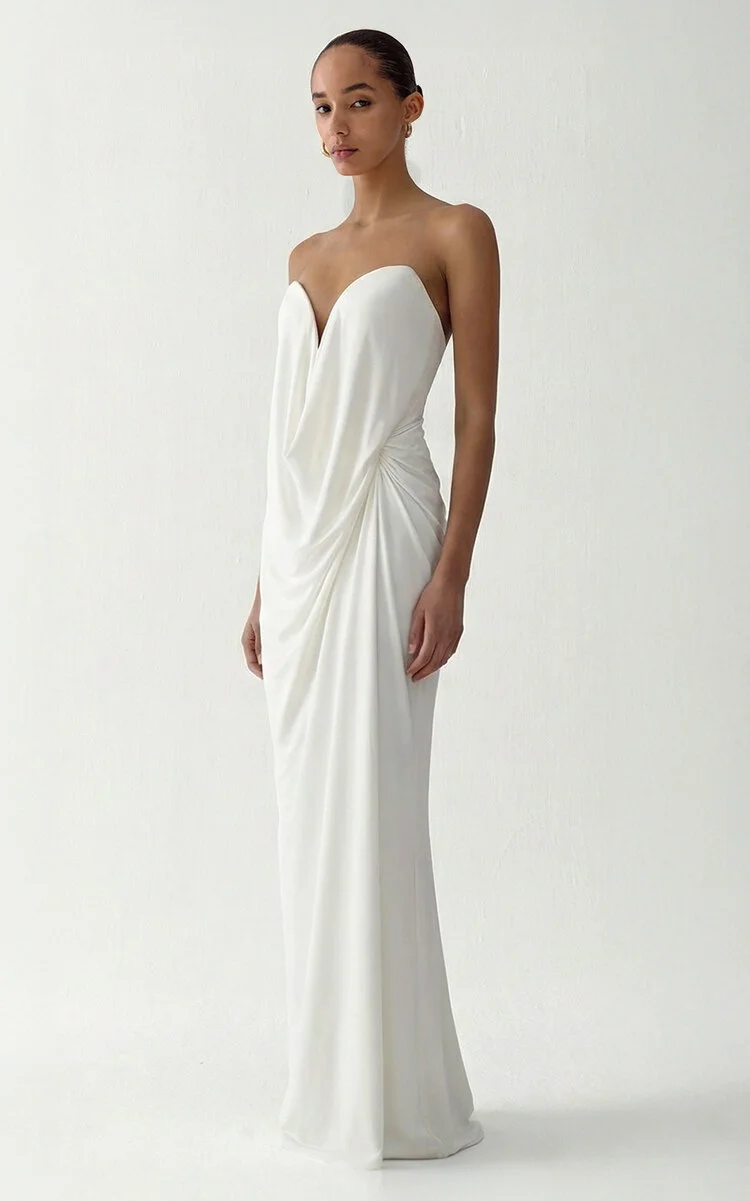 Rodin Draped Maxi Dress white - 1