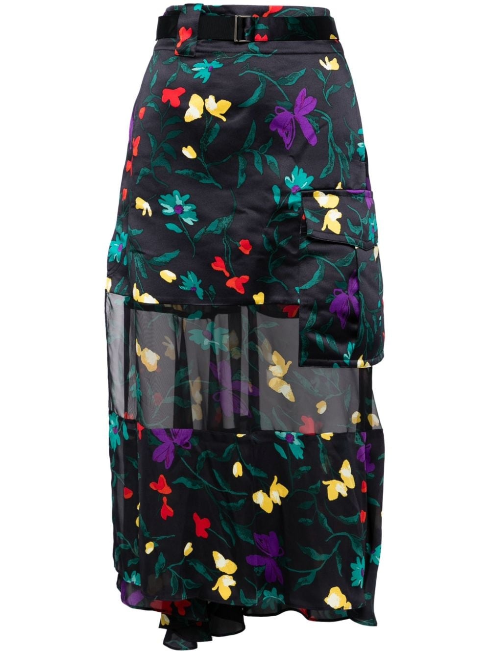 floral-print panelled skirt - 1