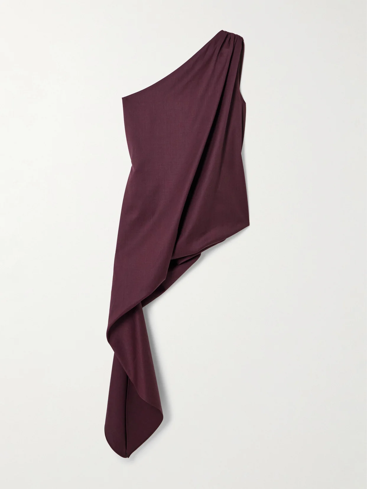 Ayla One-shoulder Draped Wool-blend Twill Top - 1