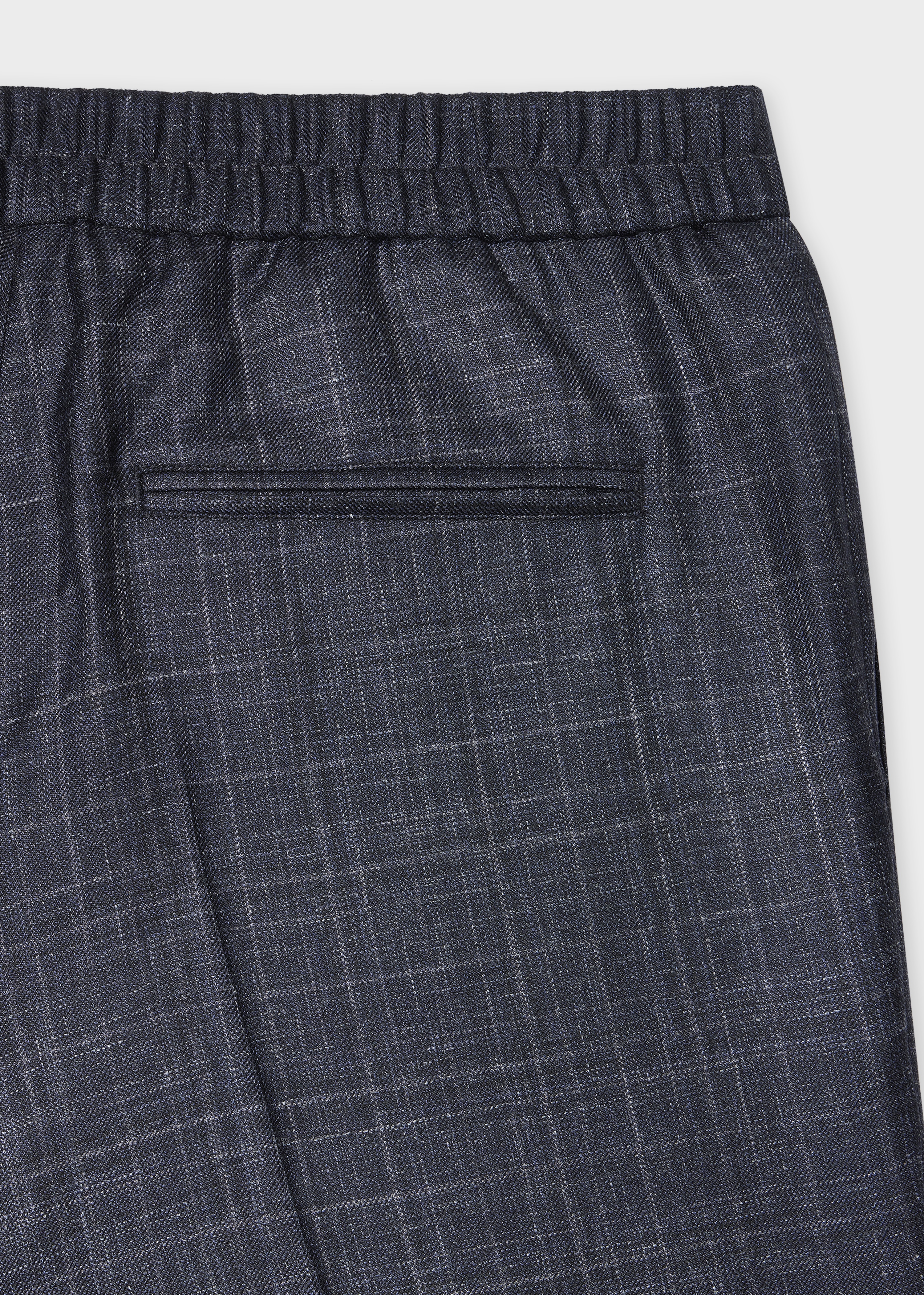 Navy Wool-Silk Elasticated-Waist Trousers - 2