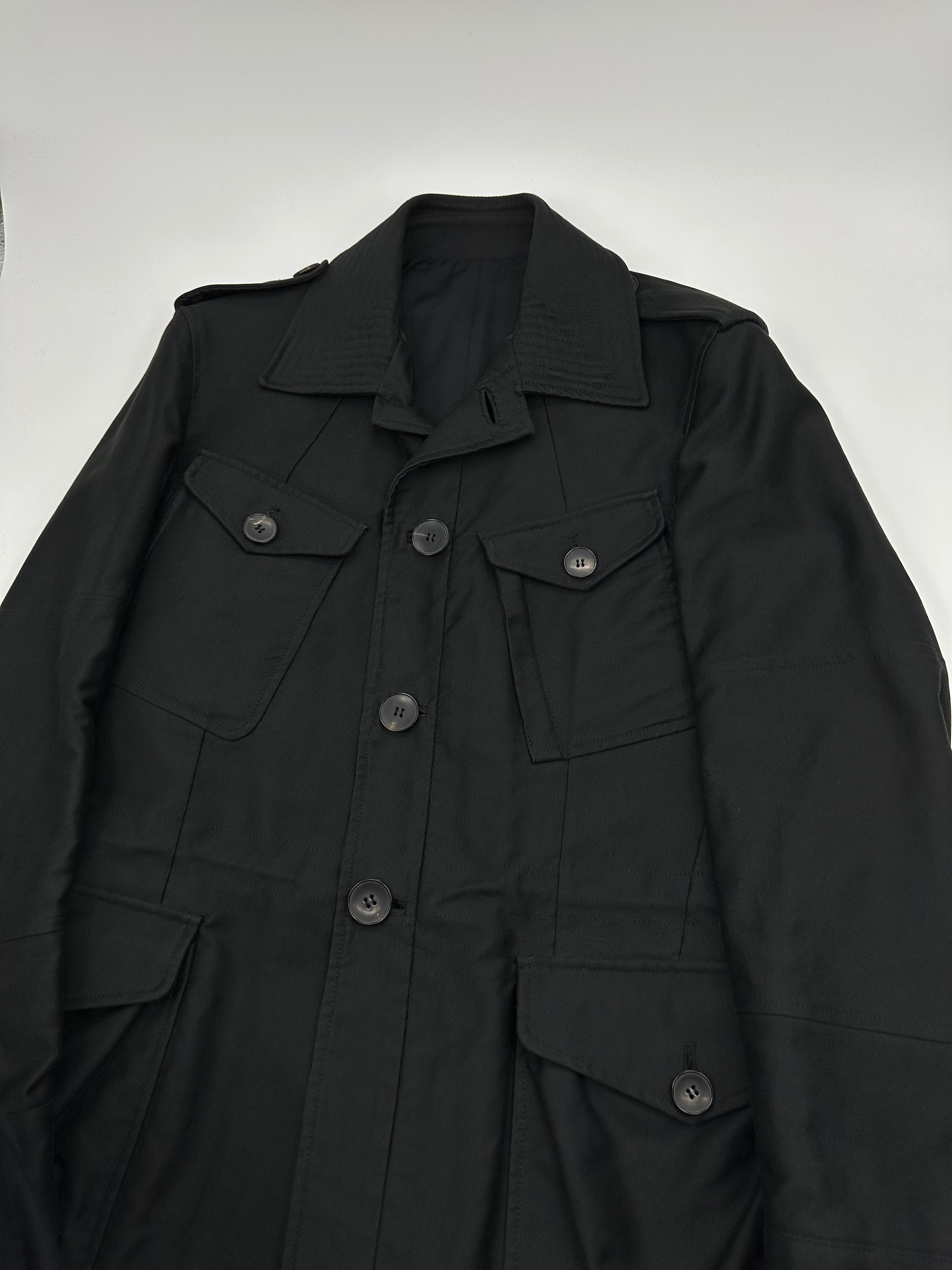 Gucci Fall 2003 Tom Ford Men’s Runway Grey Cotton Military Coat Jacket 46 - 6