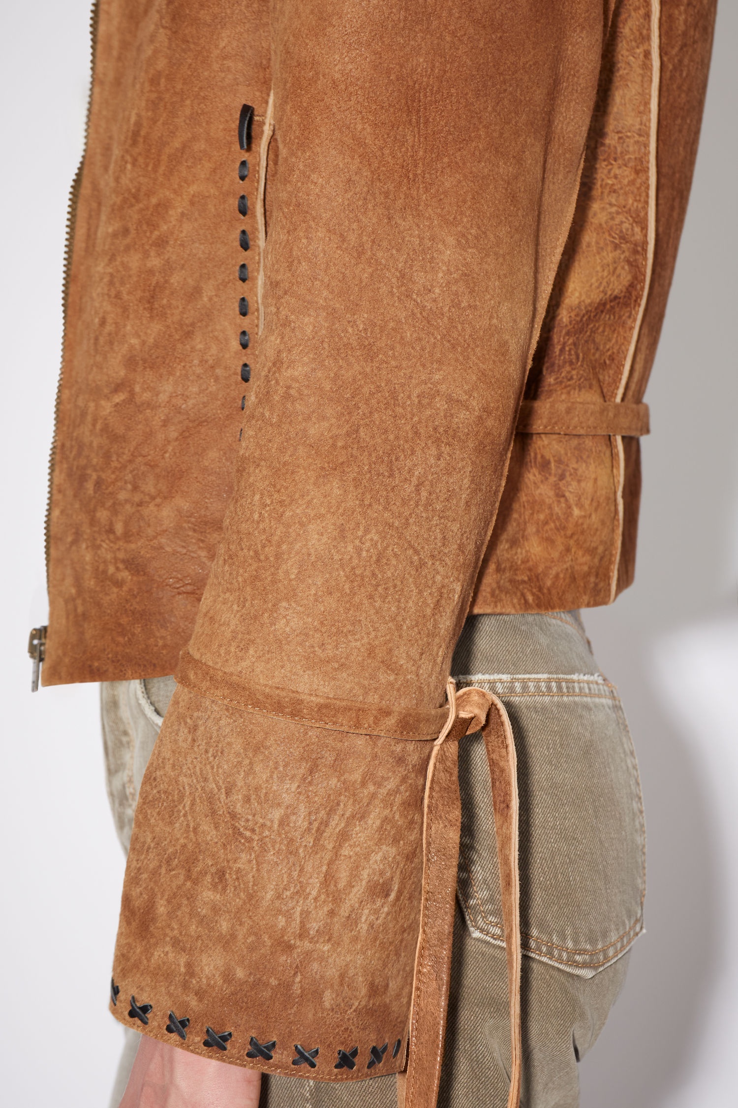 Suede leather jacket - Light beige/brown - 7