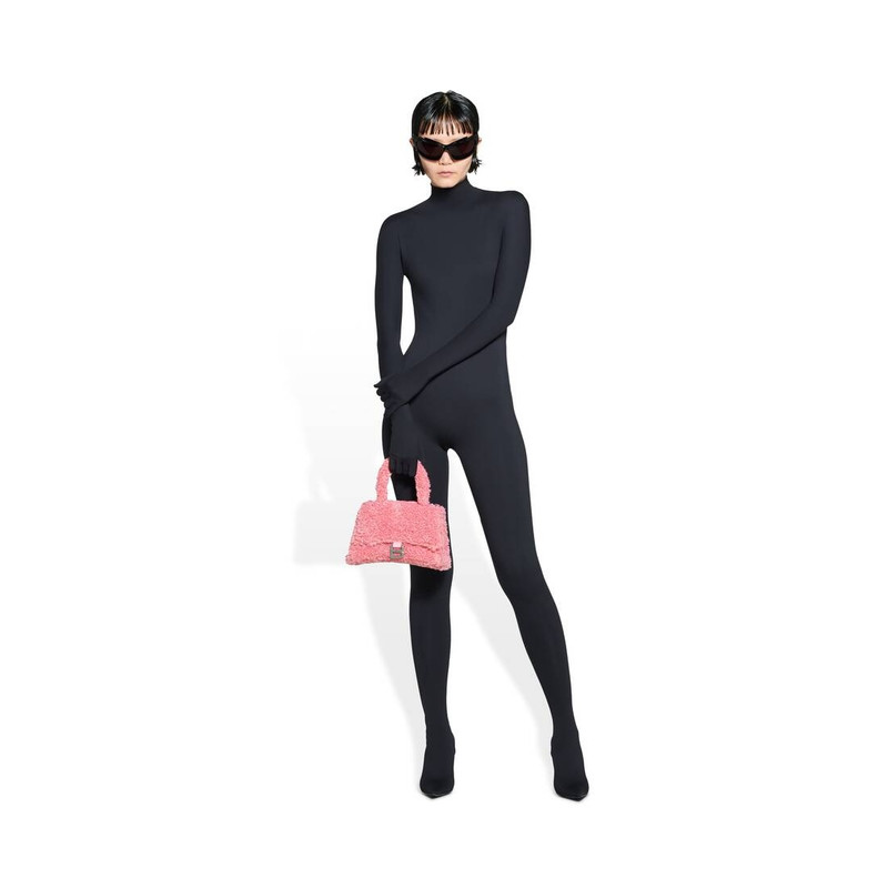 BALENCIAGA Women's Furry Hourglass Small Handbag With Strap in Pink outlook