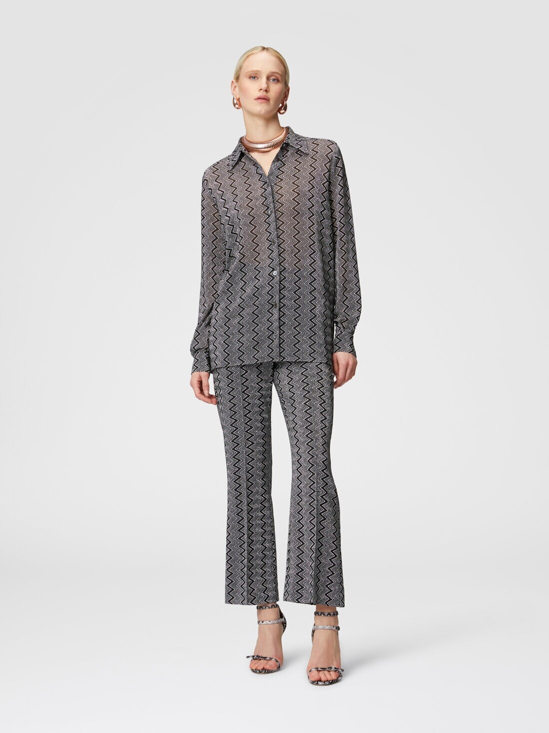 Shirt with zig zag lamé pattern - 2