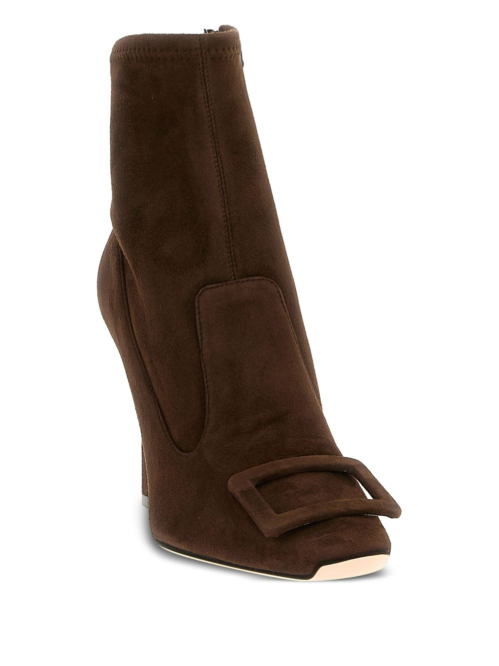100mm buckle-detail suede ankle boots - 2