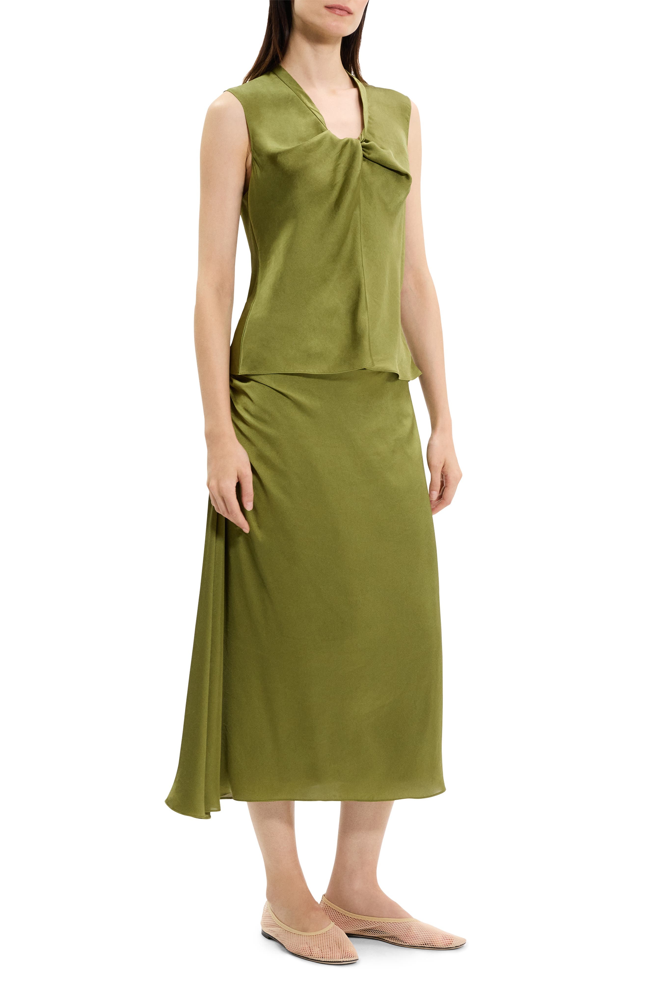 Theory Twist Neck Sleeveless Top in Avocado at Nordstrom - 6