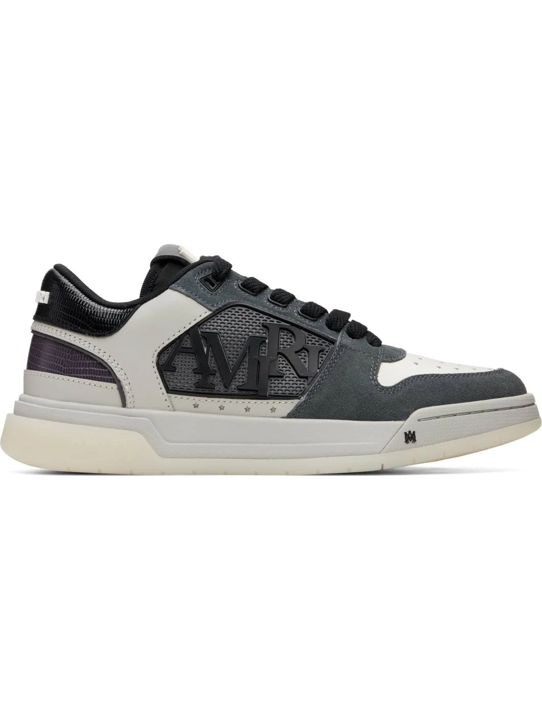 Gray & White Pebbled Classic Low Sneakers - 1