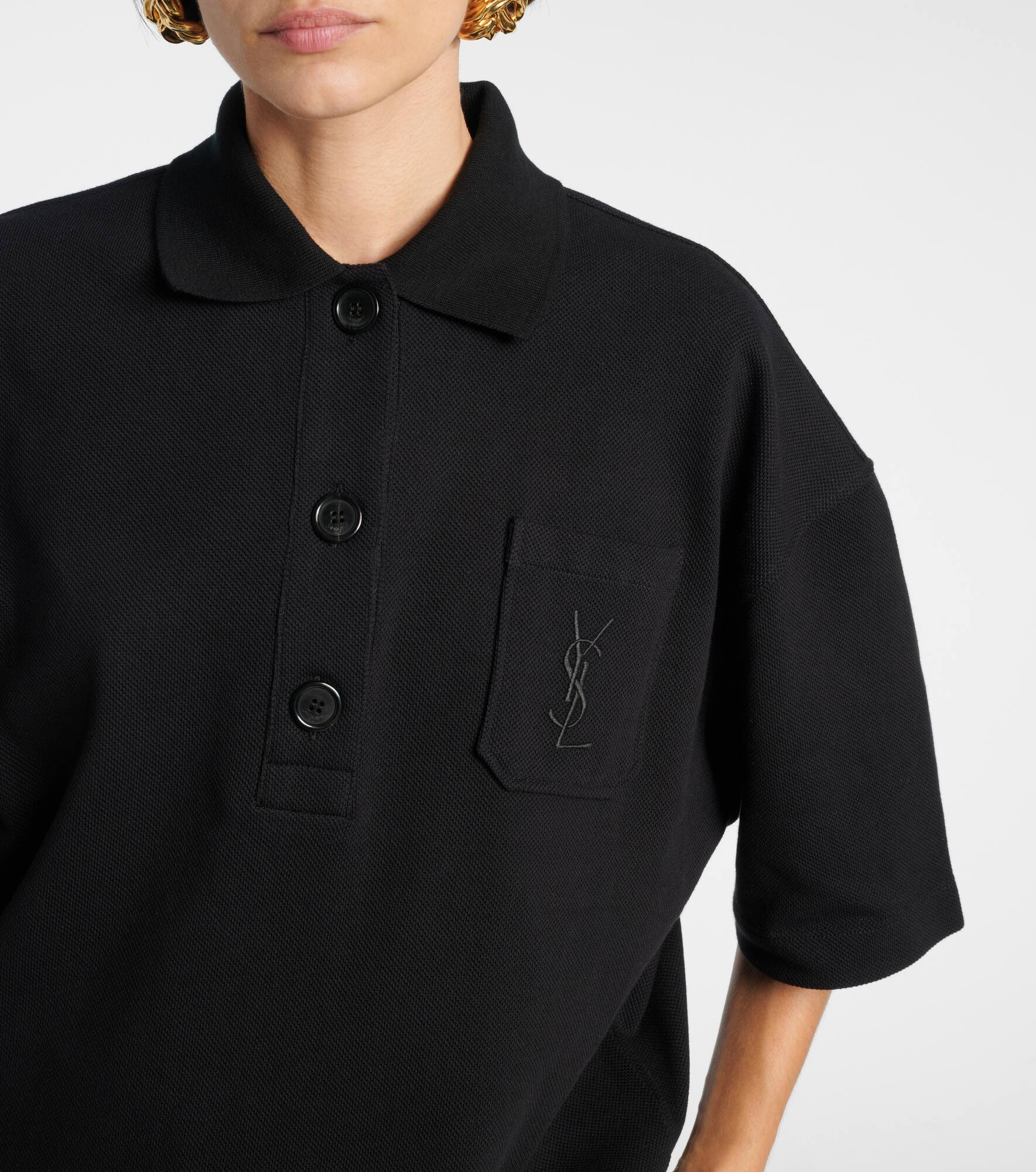 Embroidered oversized cotton polo shirt - 4